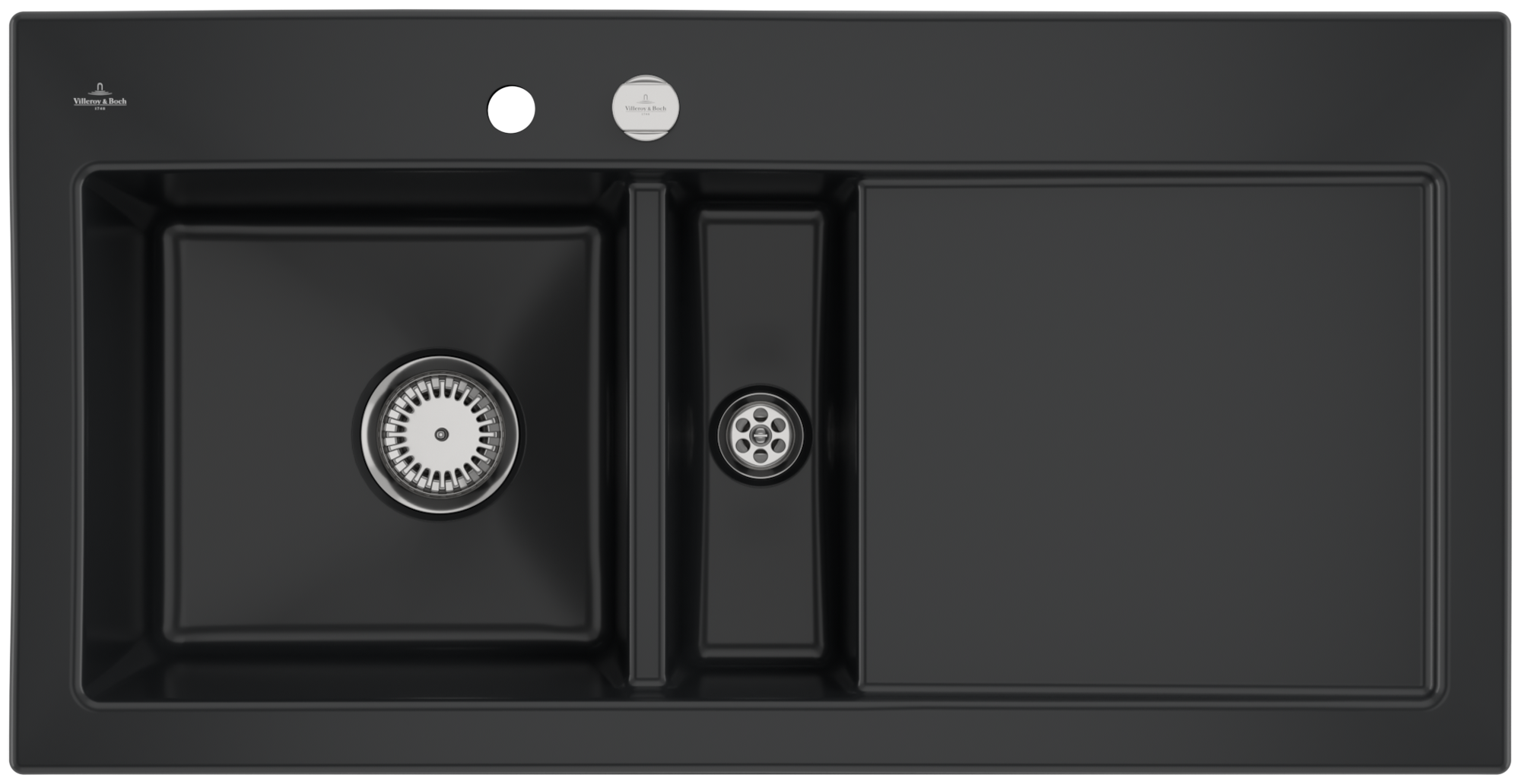 Villeroy & Boch Subway 60 Built-in sink included Waste system with pop-up waste system, of Ceramic, 1000x510mm, Pure Black