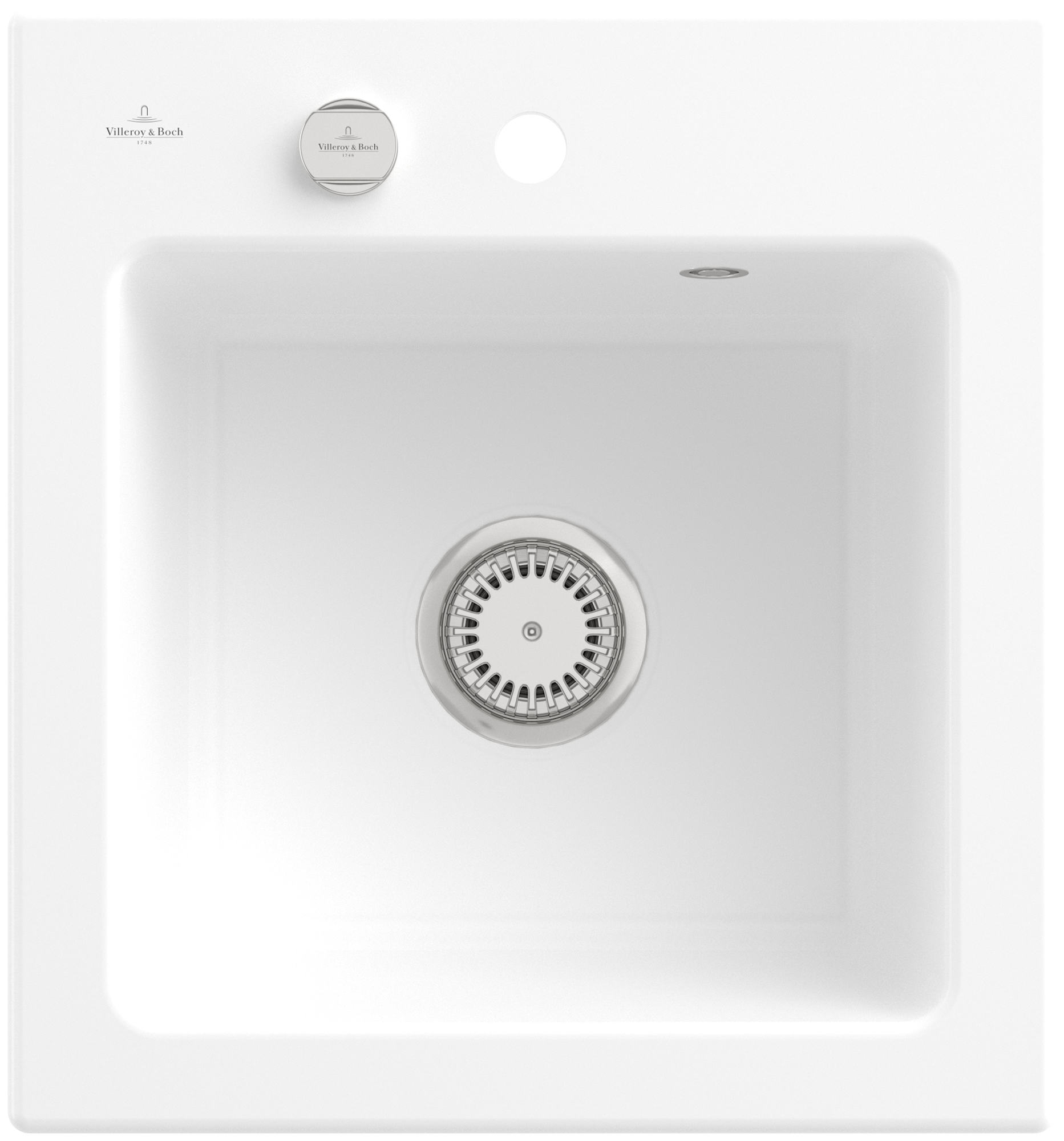Villeroy & Boch Subway 45 XS Einbauspüle inklusive Ablaufgarnitur mit Excenterbetätigung, aus Keramik, 475x510mm, Stone White CeramicPlus