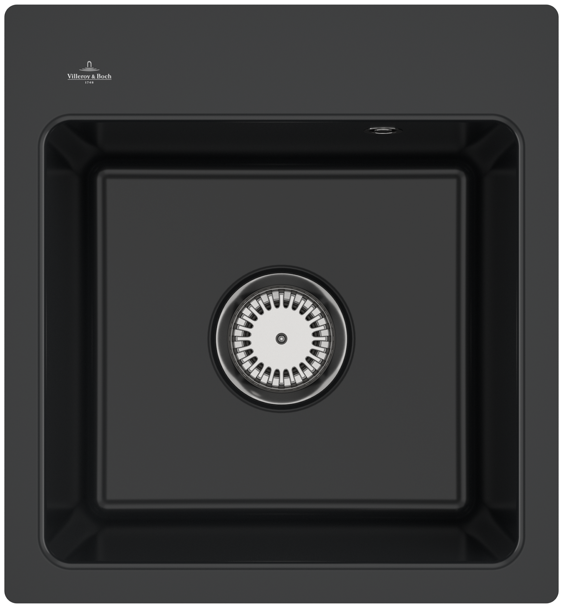 Villeroy & Boch Subway 45 XS flat Flush-mounted sink included Waste system with basket strainer waste, of Ceramic, 440x475mm, Pure Black