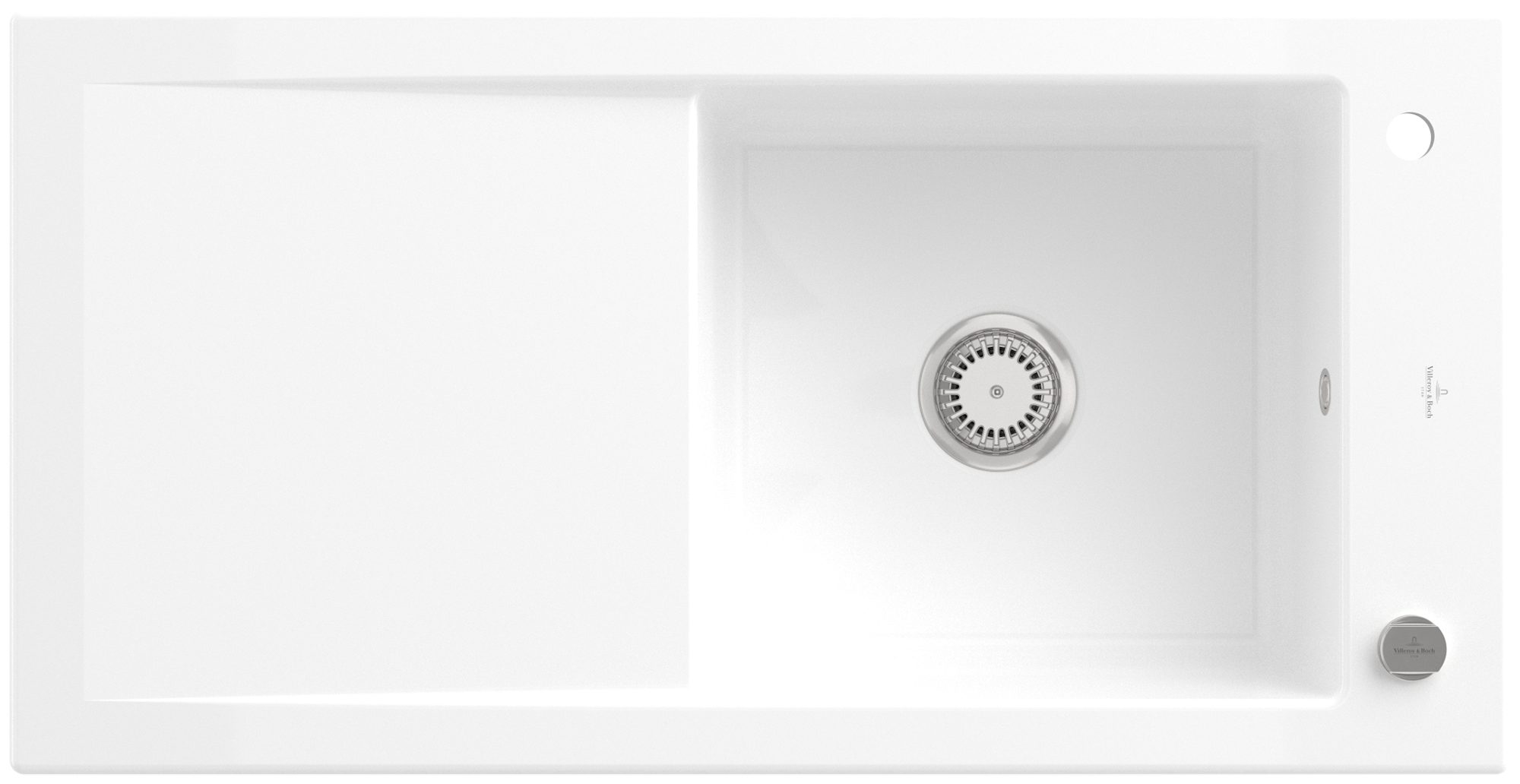 Villeroy & Boch Timeline 60 Built-in sink included Waste system with pop-up waste system, of Ceramic, 1000x510mm, Snow White CeramicPlus