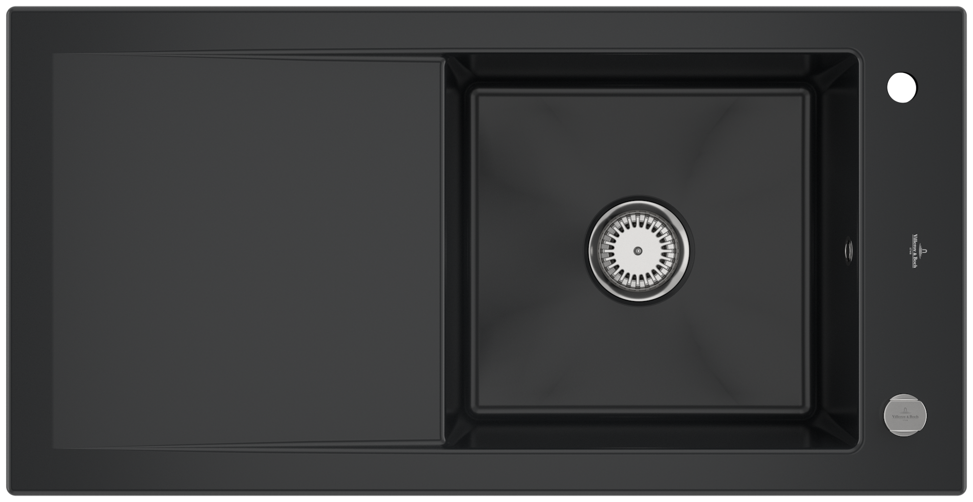 Villeroy & Boch Timeline 60 Built-in sink included Waste system with pop-up waste system, of Ceramic, 1000x510mm, Pure Black