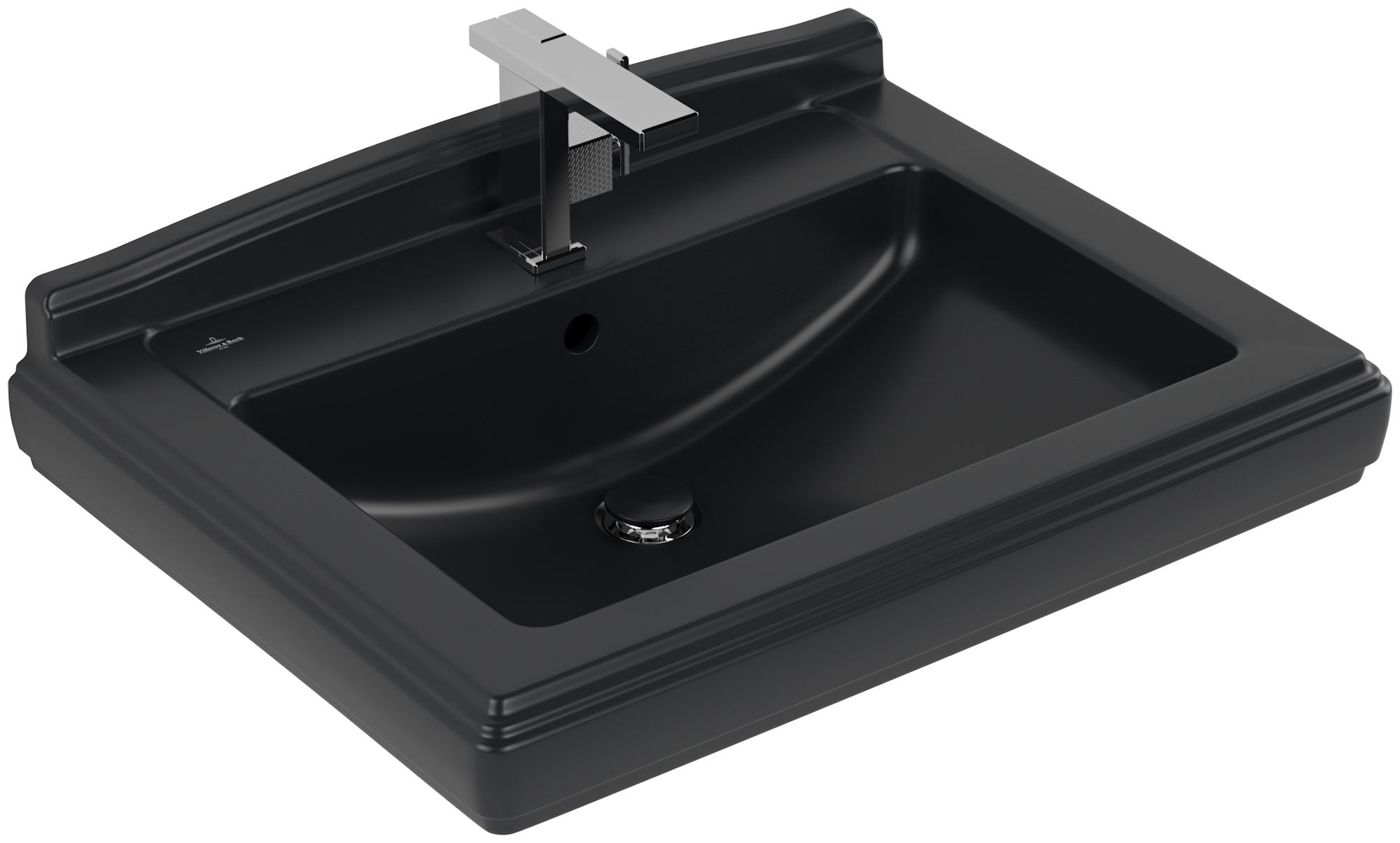 Villeroy & Boch Hommage Washbasin, 750x580x200mm, with overflow, Pure Black CeramicPlus