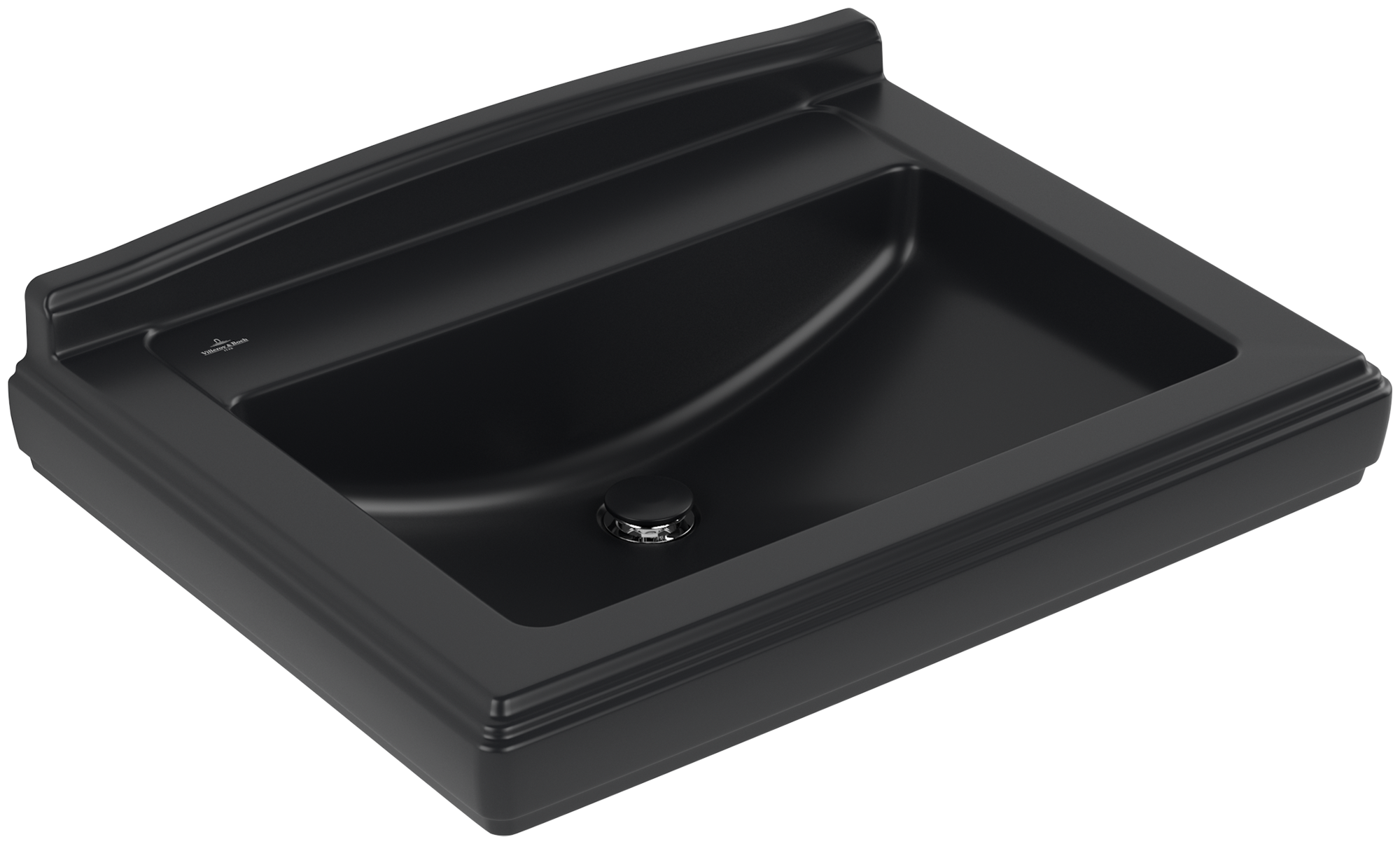 Villeroy & Boch Hommage Washbasin, 750x580x200mm, with overflow, Pure Black CeramicPlus