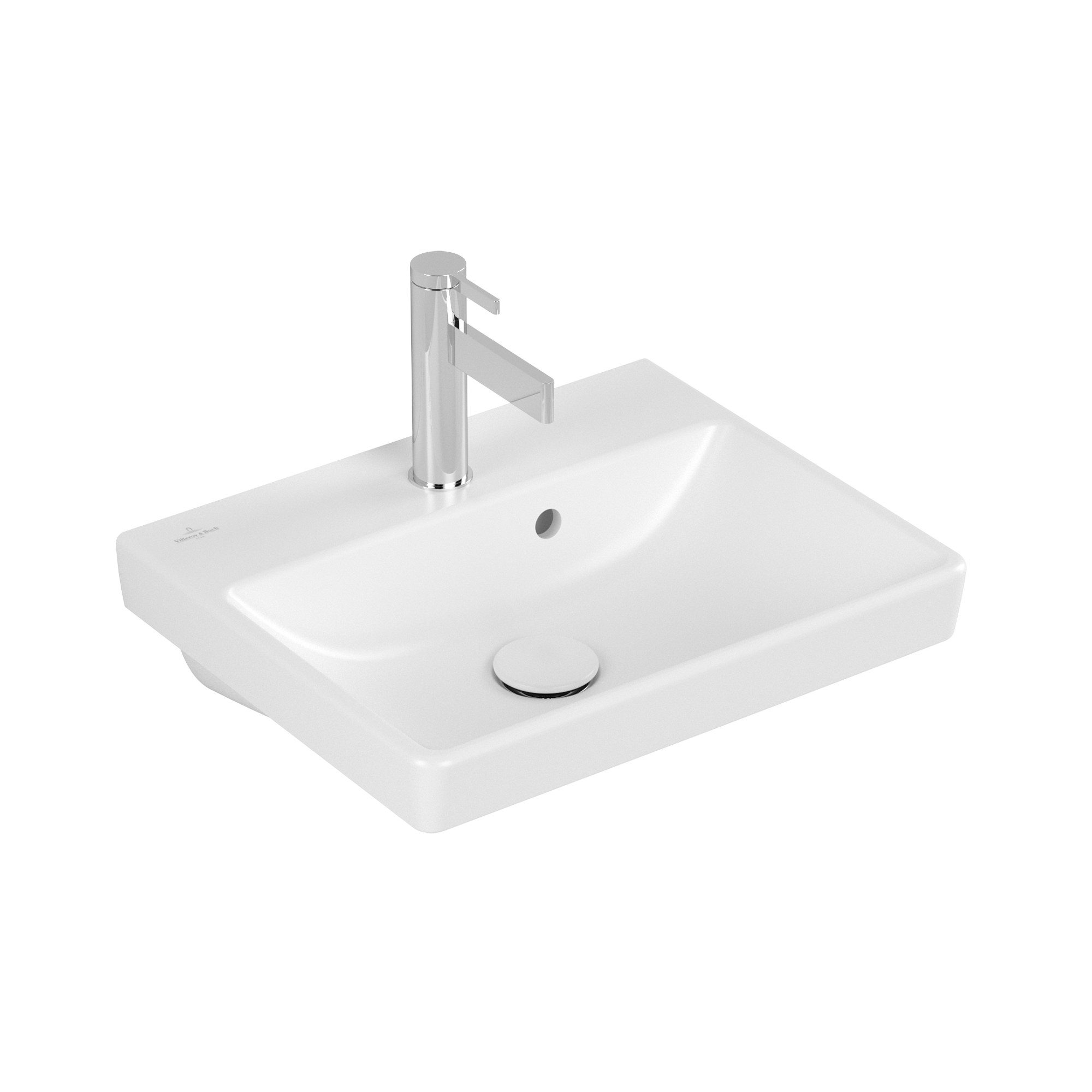 Villeroy & Boch Avento Handwashbasin, 450x370x180mm, with overflow, Stone White CeramicPlus