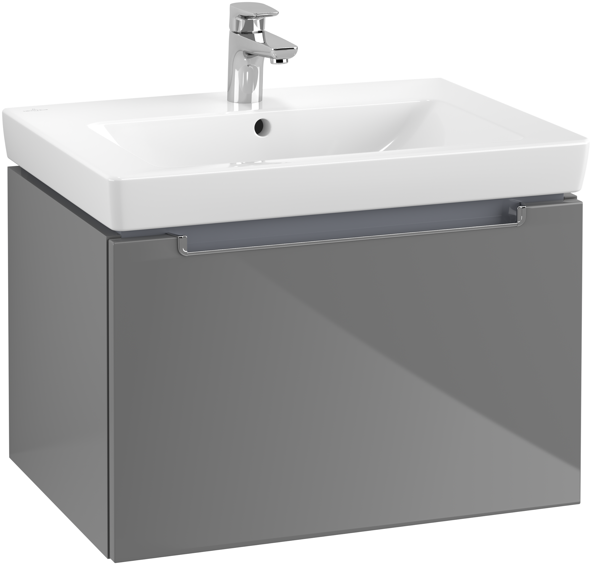 Villeroy & Boch Subway 2.0 Skab, 2 udtræk, 637x420x454mm, Korpus: Glossy Grey, Front: Glossy Grey