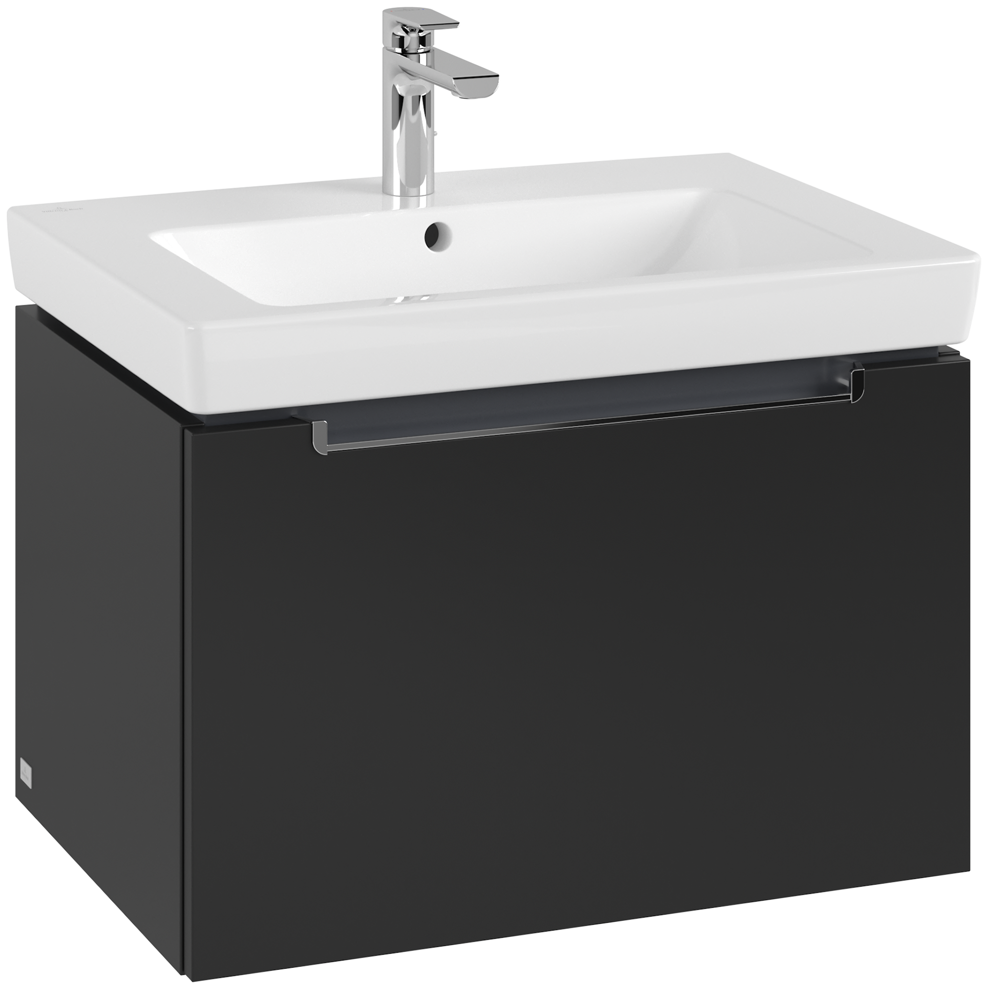 Villeroy & Boch Subway 2.0 Waschbeckenunterschrank, 2 Auszüge, 637x420x454mm, Korpus: Volcano Black, Front: Volcano Black