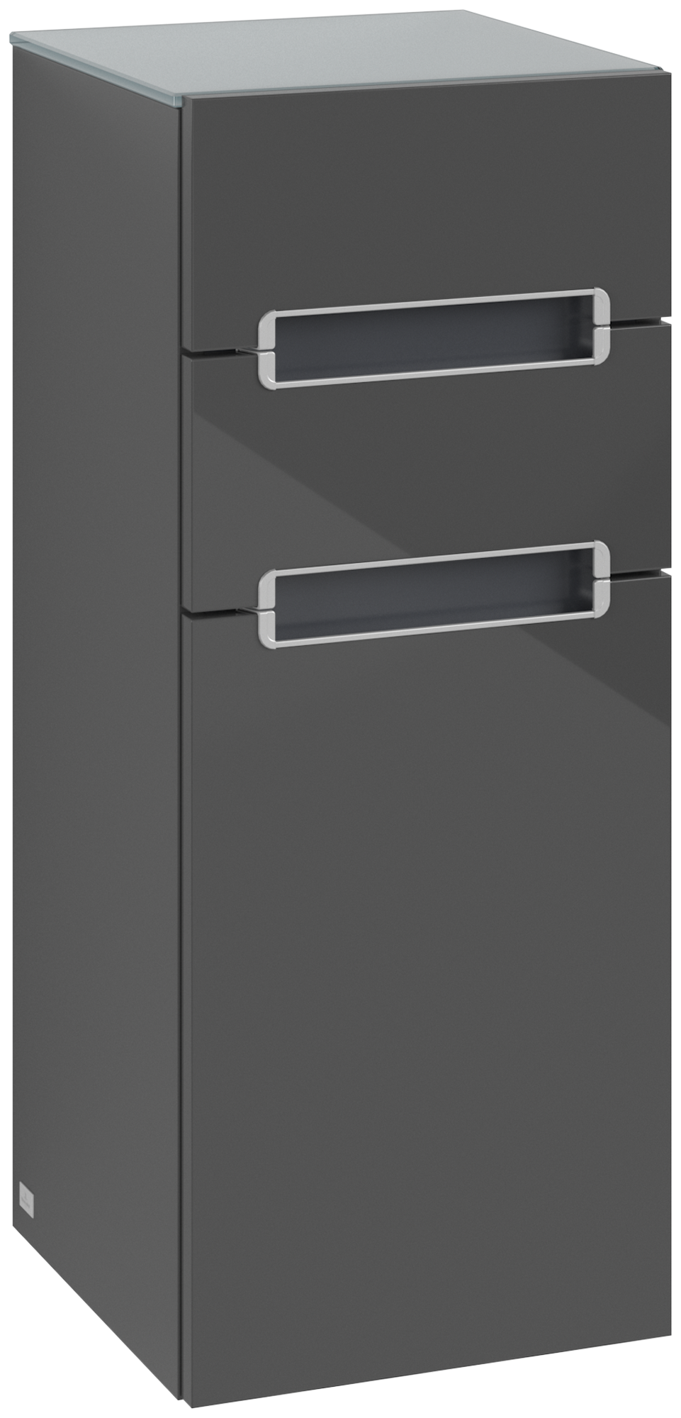 Villeroy & Boch Subway 2.0 Zijkast, 2 schuifladen, 350x860x370mm, Corpus: Glossy Grey, Front: Glossy Grey