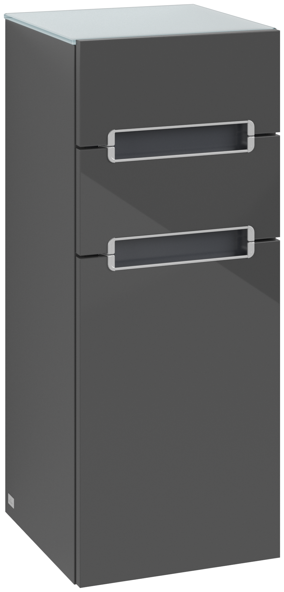 Villeroy & Boch Subway 2.0 Zijkast, 2 schuifladen, 356x857x370mm, Corpus: Glossy Grey, Front: Glossy Grey