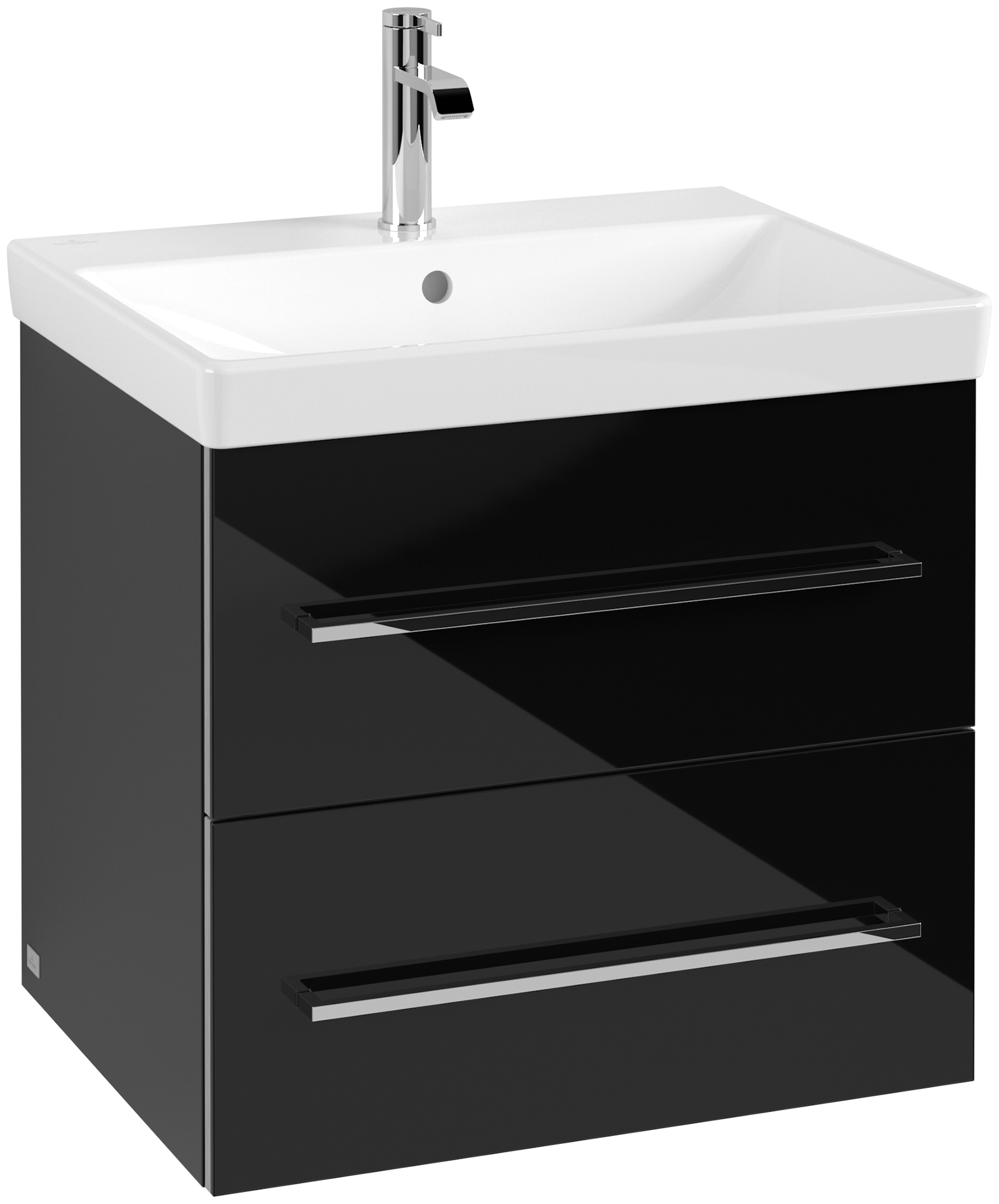 Villeroy & Boch Avento Skab, 2 udtræk, 580x514x452mm, Korpus: Crystal Black, Front: Crystal Black