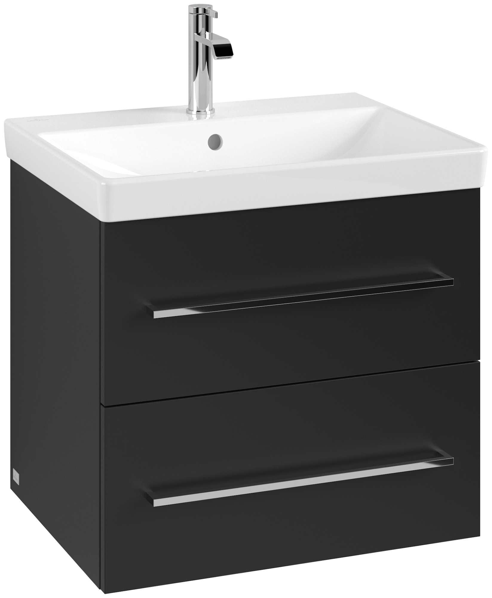 Villeroy & Boch Avento Wastafelonderkast, 2 uittrekladen, 580x514x452mm, Corpus: Volcano Black, Front: Volcano Black
