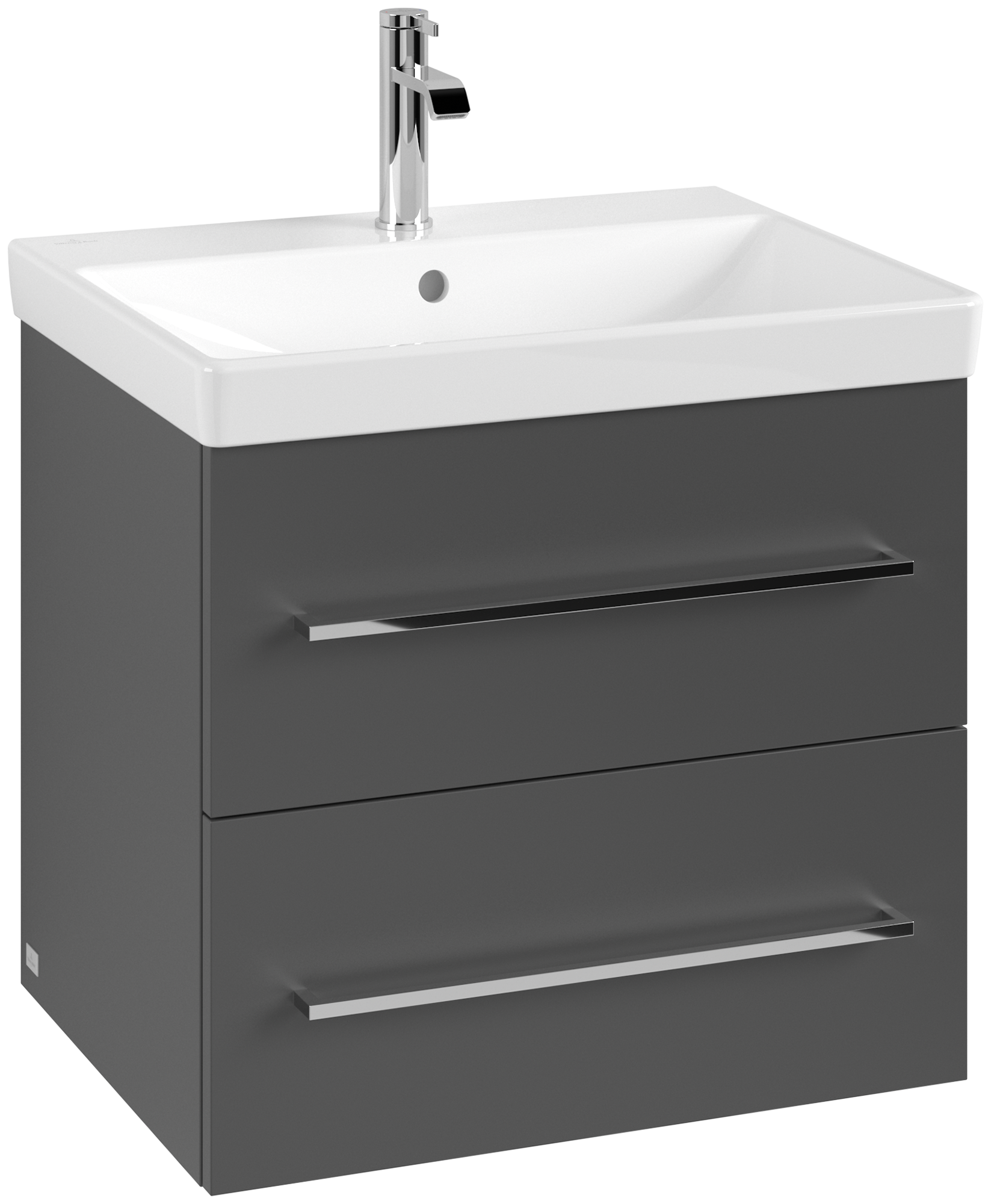 Villeroy & Boch Avento Wastafelonderkast, 2 uittrekladen, 580x514x452mm, Corpus: Graphite, Front: Graphite