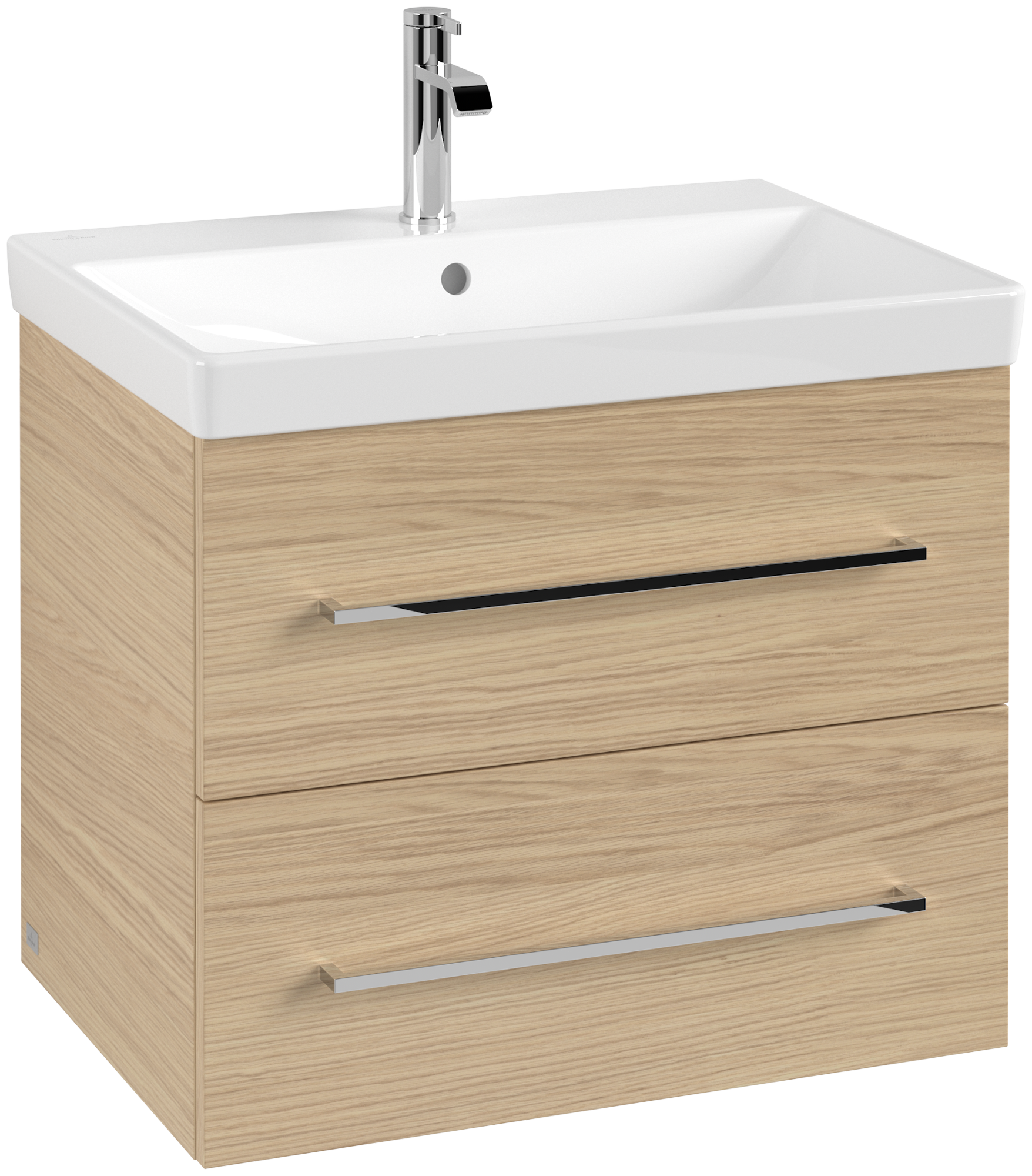 Villeroy & Boch Avento Meuble sous plan, 2 tiroirs sur rails, 630x514x452mm, Caisson: Nordic Oak, Façade: Nordic Oak