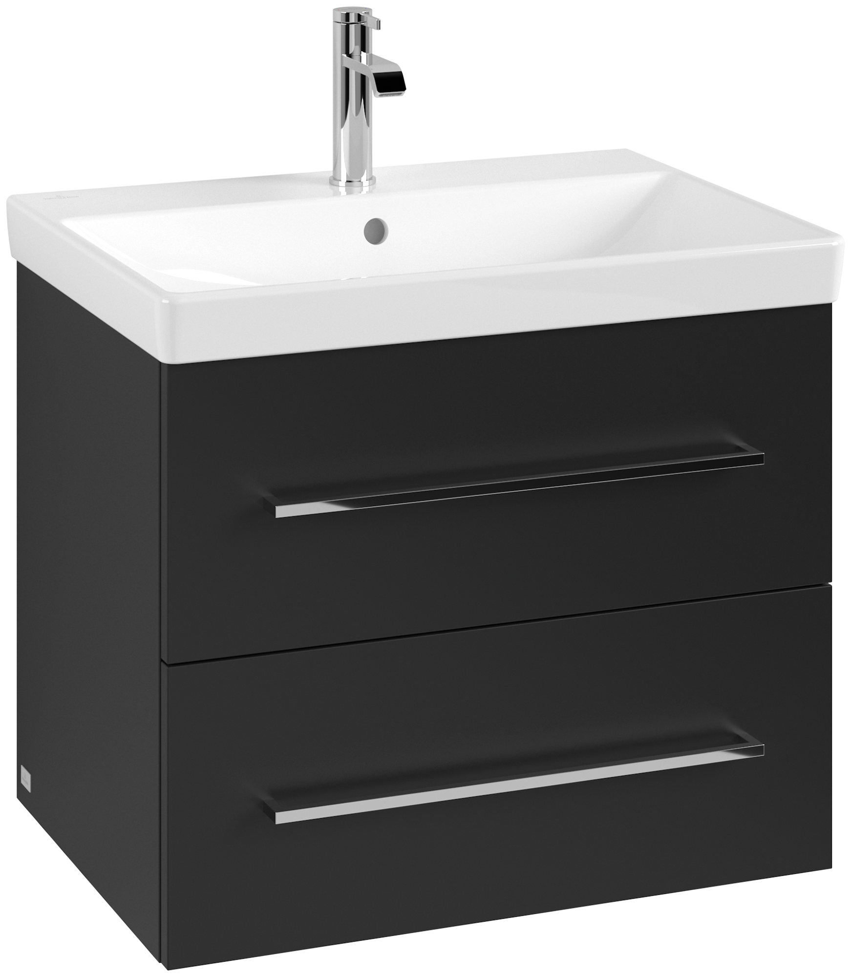 Villeroy & Boch Avento Wastafelonderkast, 2 uittrekladen, 630x514x452mm, Corpus: Volcano Black, Front: Volcano Black
