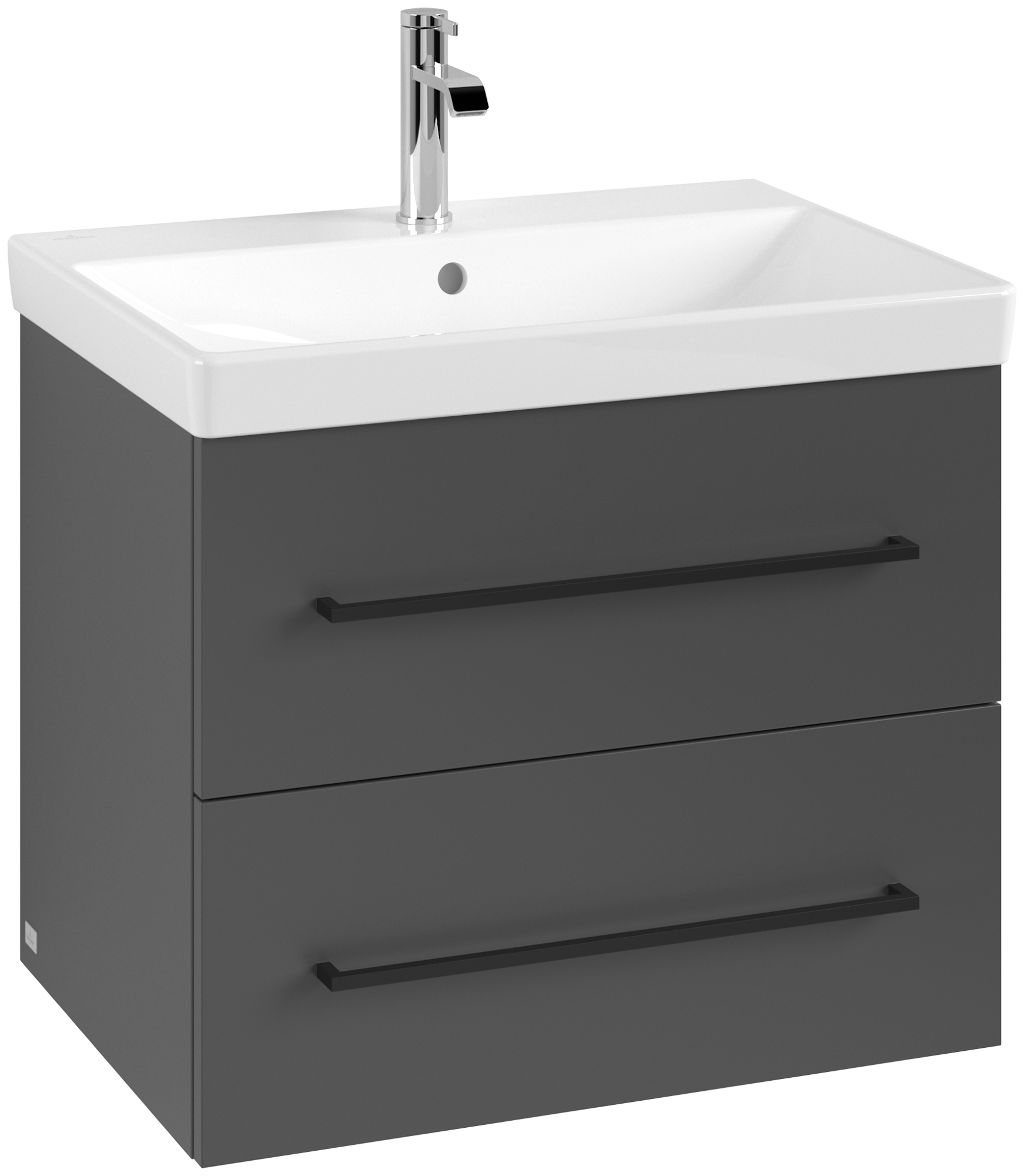 Villeroy & Boch Avento Meuble sous plan, 2 tiroirs sur rails, 626x514x450mm, Caisson: Graphite, Façade: Graphite