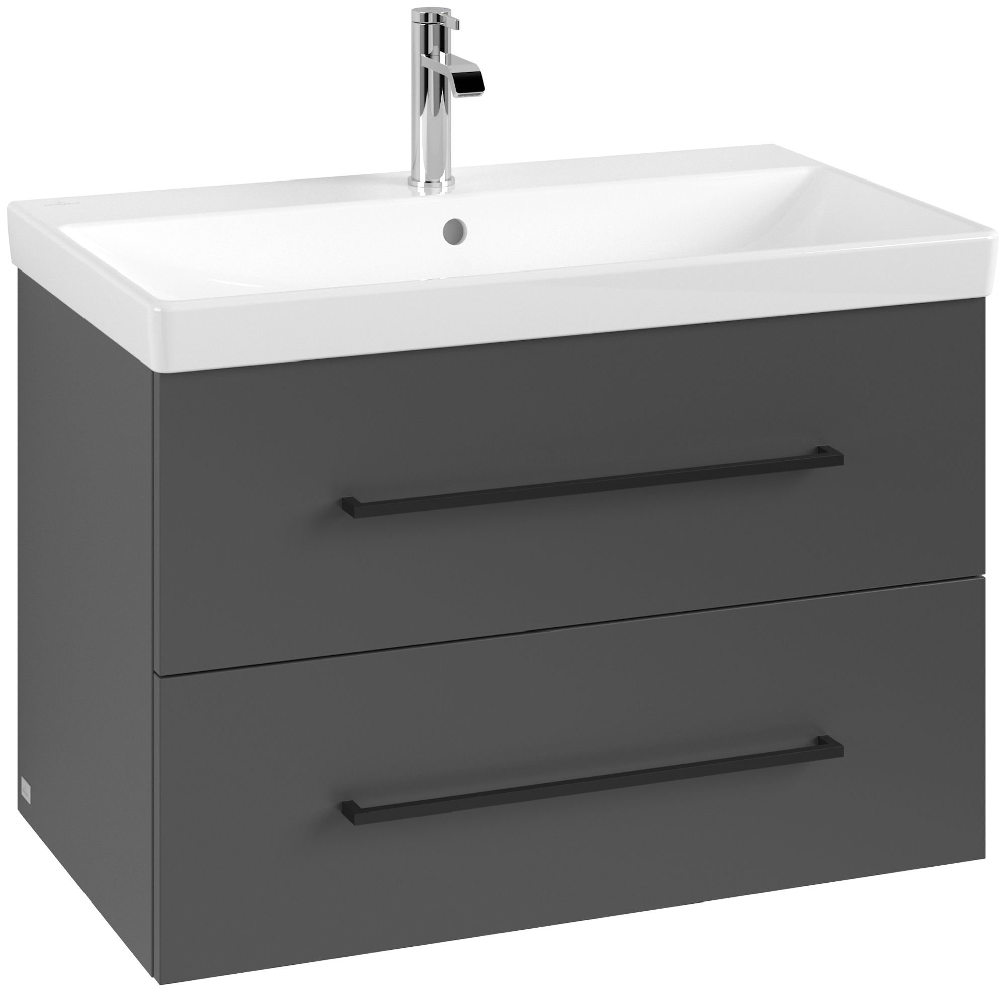 Villeroy & Boch Avento Meuble sous plan, 2 tiroirs sur rails, 776x514x450mm, Caisson: Graphite, Façade: Graphite