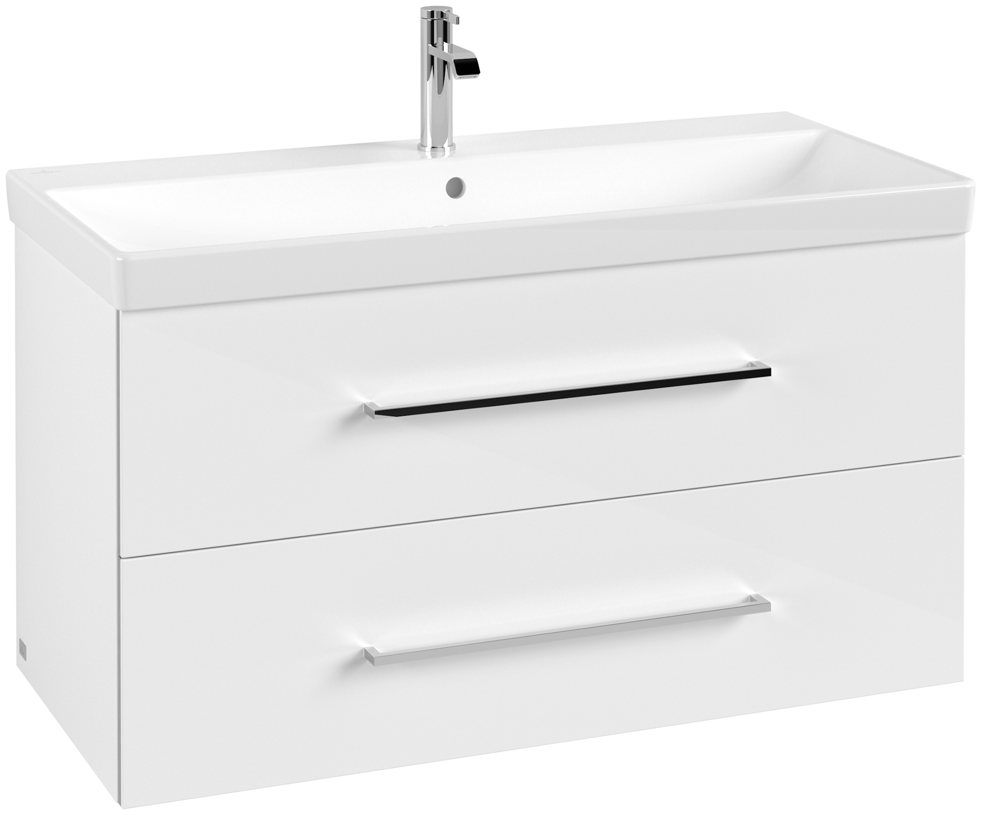 Villeroy & Boch Avento Meuble sous plan, 2 tiroirs sur rails, 980x514x452mm, Caisson: Crystal White, Façade: Crystal White