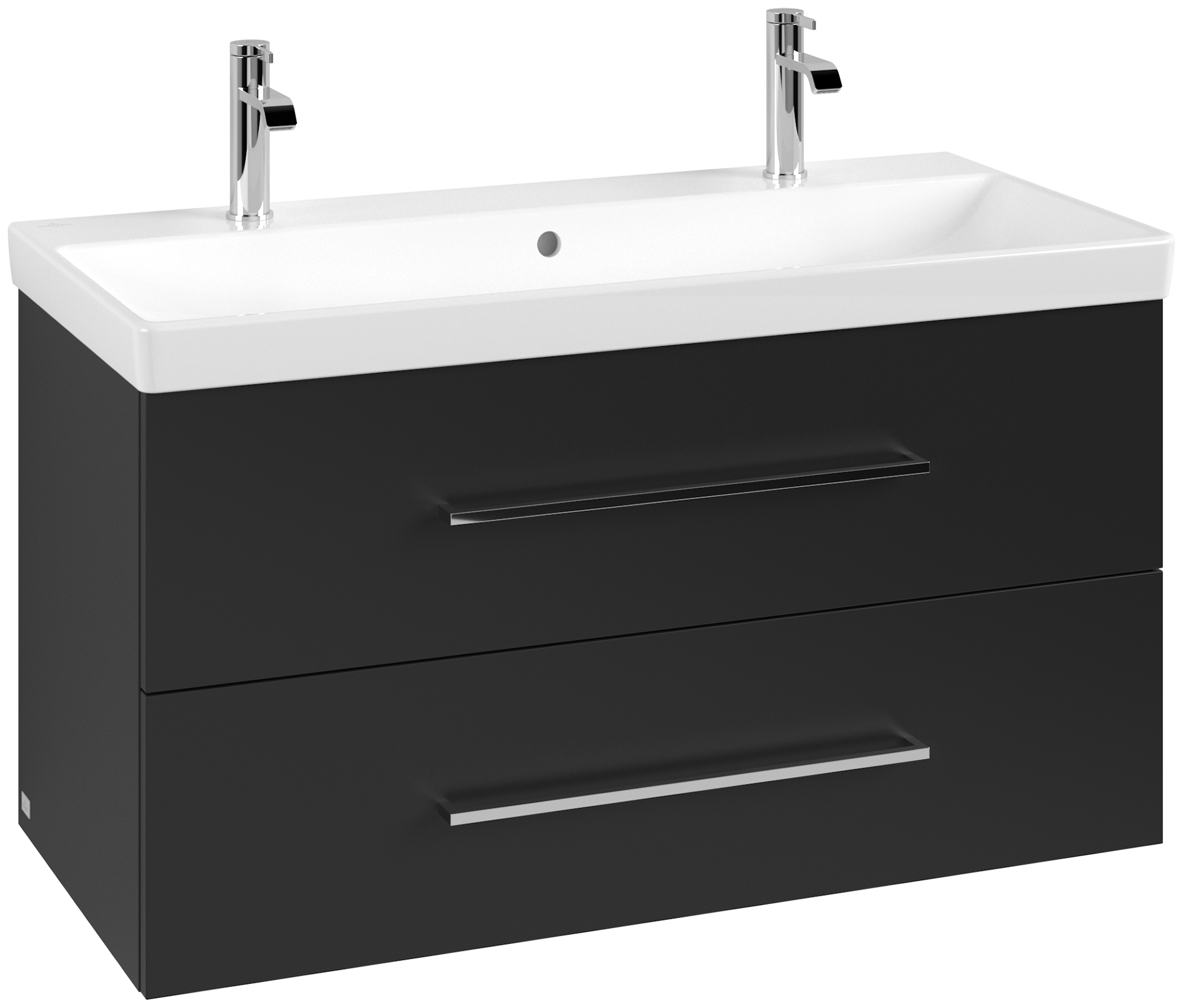 Villeroy & Boch Avento Wastafelonderkast, 2 uittrekladen, 980x514x452mm, Corpus: Volcano Black, Front: Volcano Black