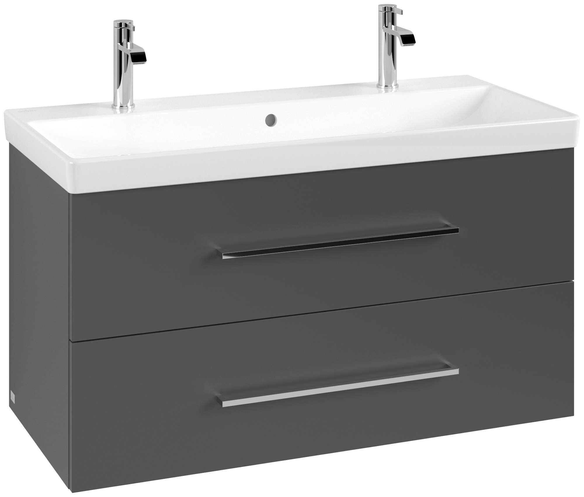 Villeroy & Boch Avento Wastafelonderkast, 2 uittrekladen, 980x514x452mm, Corpus: Graphite, Front: Graphite
