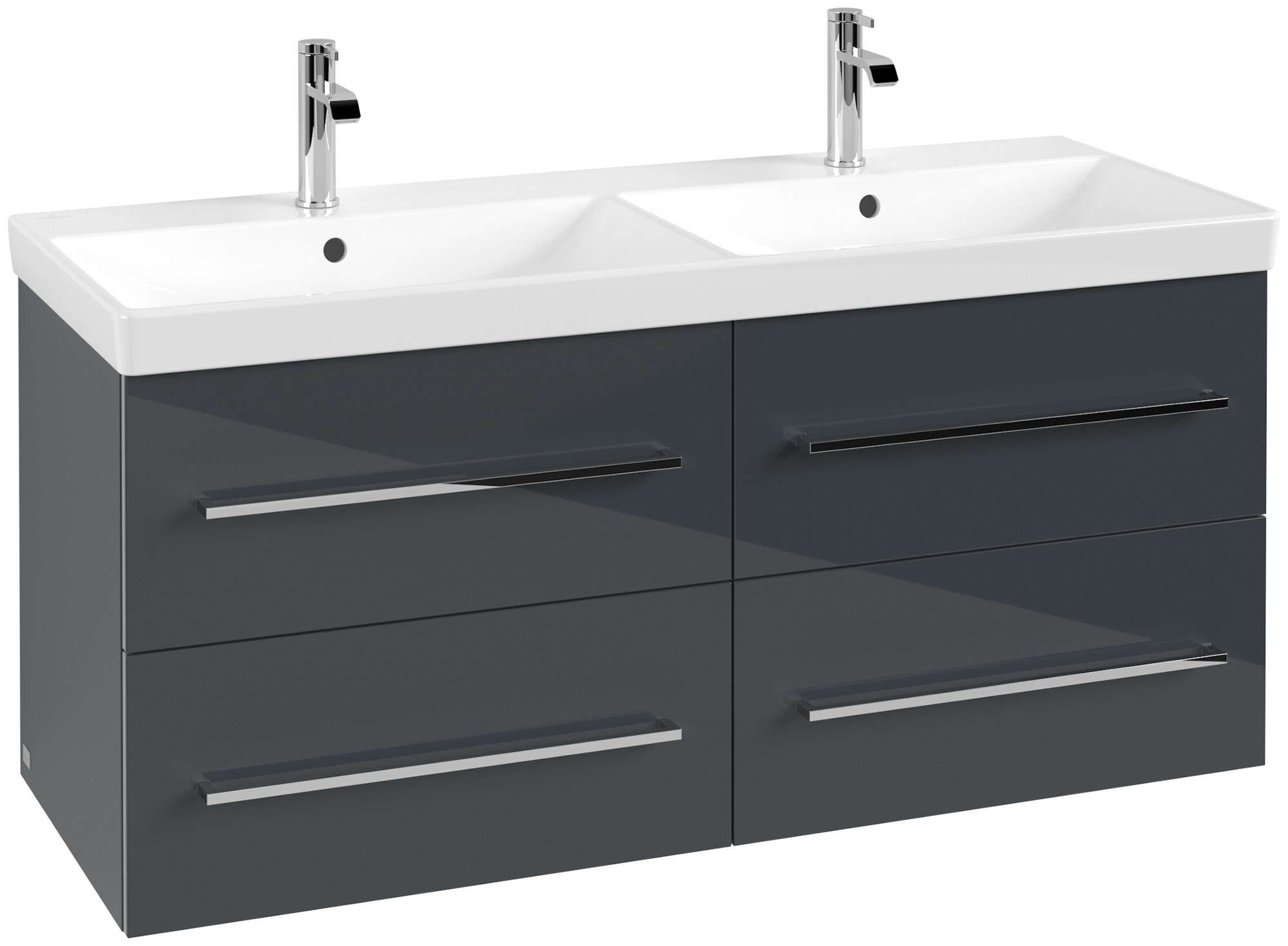 Villeroy & Boch Avento Meuble sous plan, 4 tiroirs sur rails, 1180x514x484mm, Caisson: Crystal Grey, Façade: Crystal Grey