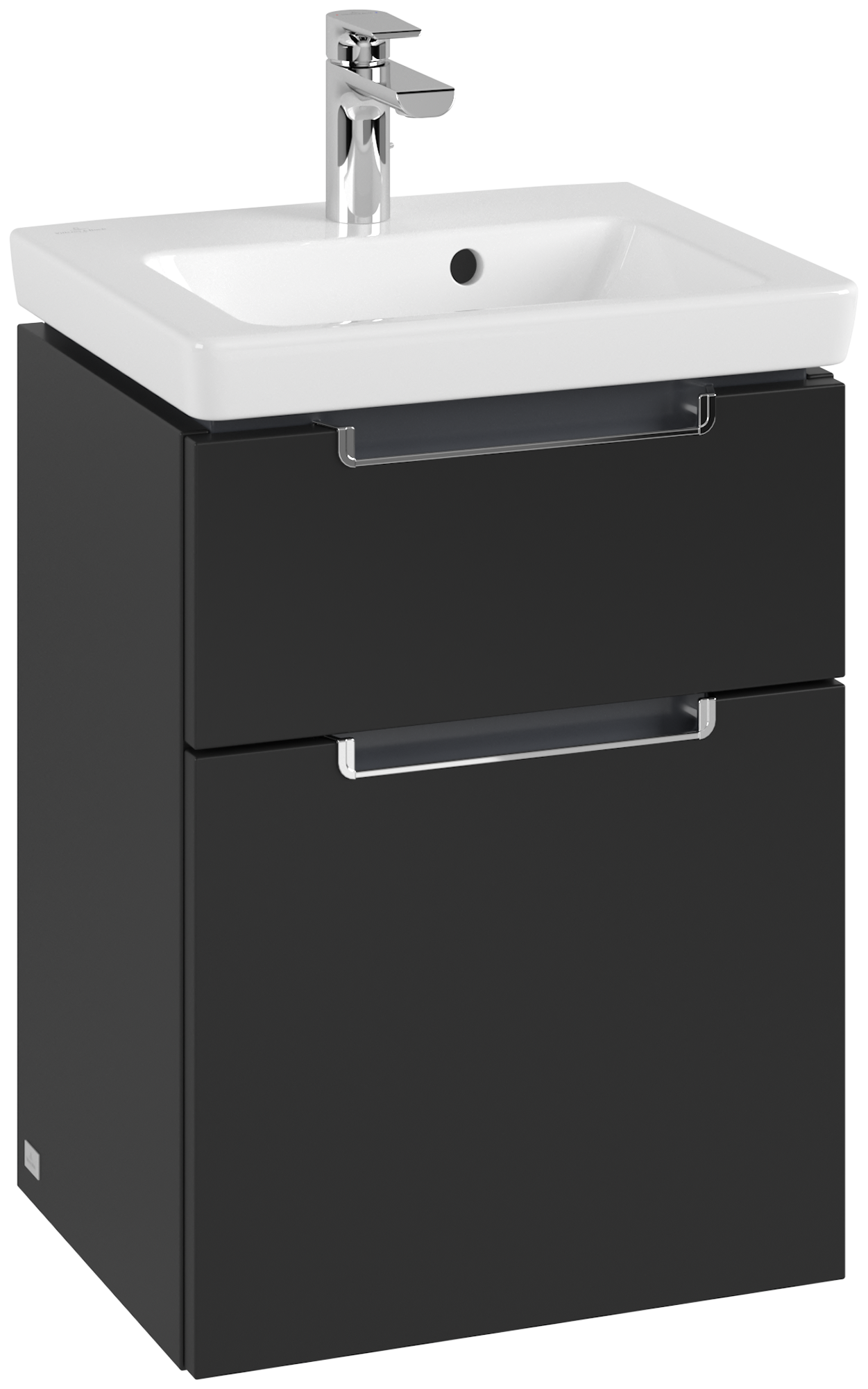 Villeroy & Boch Subway 2.0 Waschbeckenunterschrank, 2 Auszüge, 440x590x352mm, Korpus: Volcano Black, Front: Volcano Black