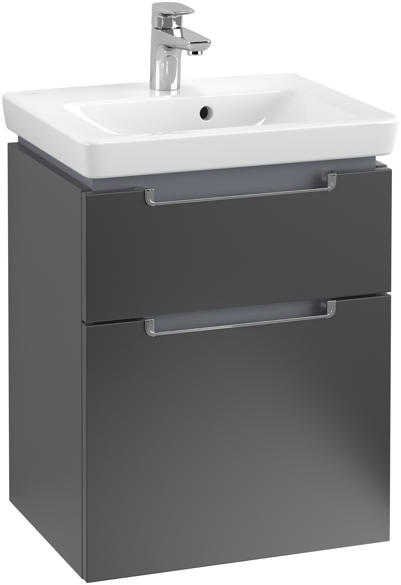 Villeroy & Boch Subway 2.0 Waschbeckenunterschrank, 2 Auszüge, 485x590x380mm, Korpus: Black Matt Lacquer, Front: Black Matt Lacquer