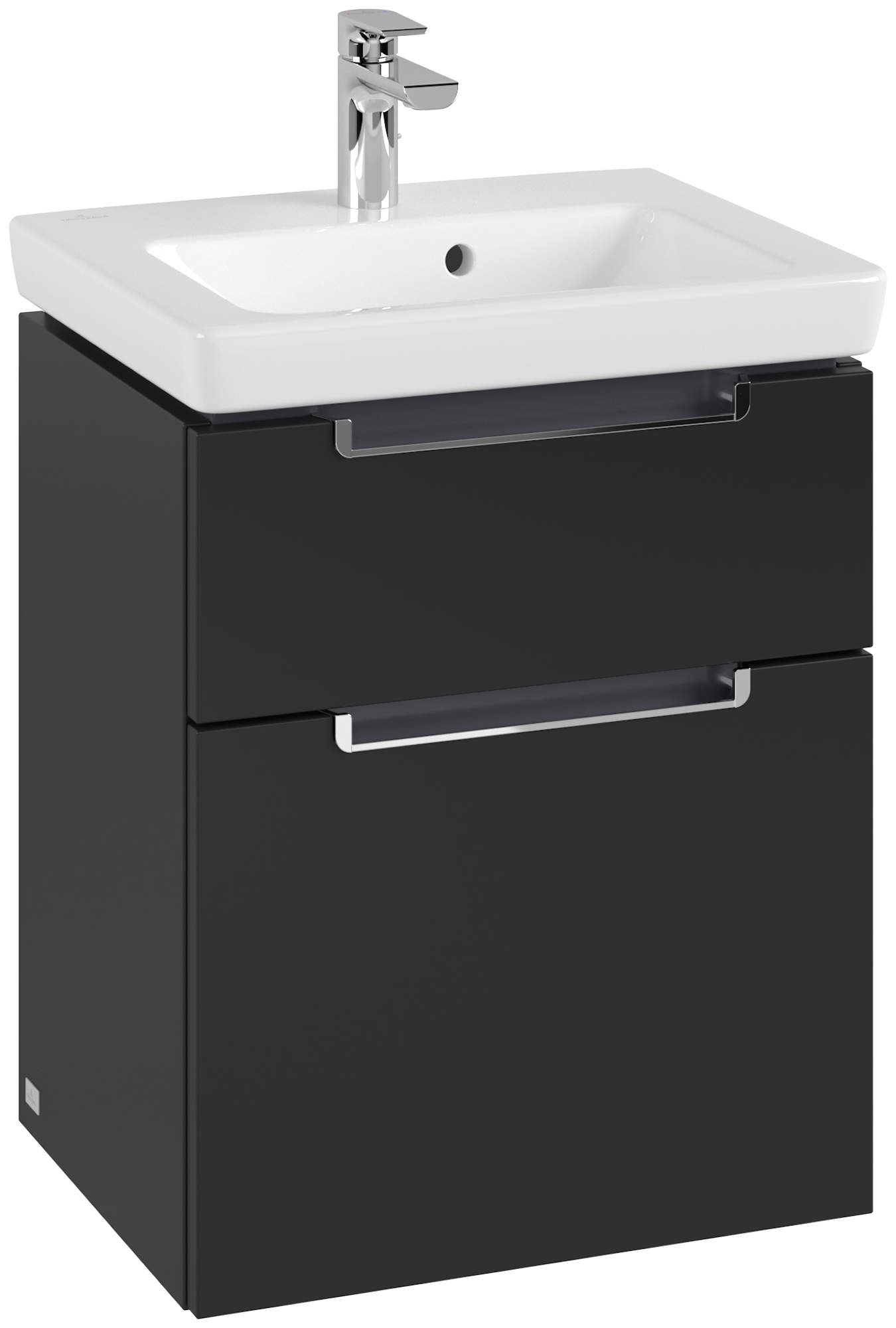 Villeroy & Boch Subway 2.0 Waschbeckenunterschrank, 2 Auszüge, 485x590x380mm, Korpus: Volcano Black, Front: Volcano Black