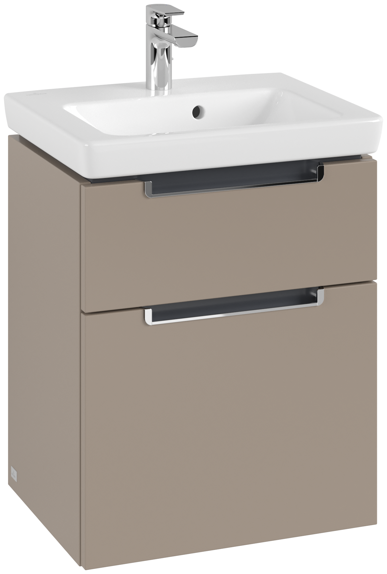 Villeroy & Boch Subway 2.0 Waschbeckenunterschrank, 2 Auszüge, 485x590x380mm, Korpus: Taupe, Front: Taupe