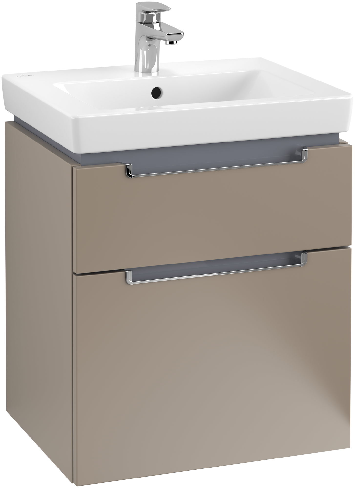 Villeroy & Boch Subway 2.0 Waschbeckenunterschrank, 2 Auszüge, 537x590x423mm, Korpus: Truffle Grey, Front: Truffle Grey
