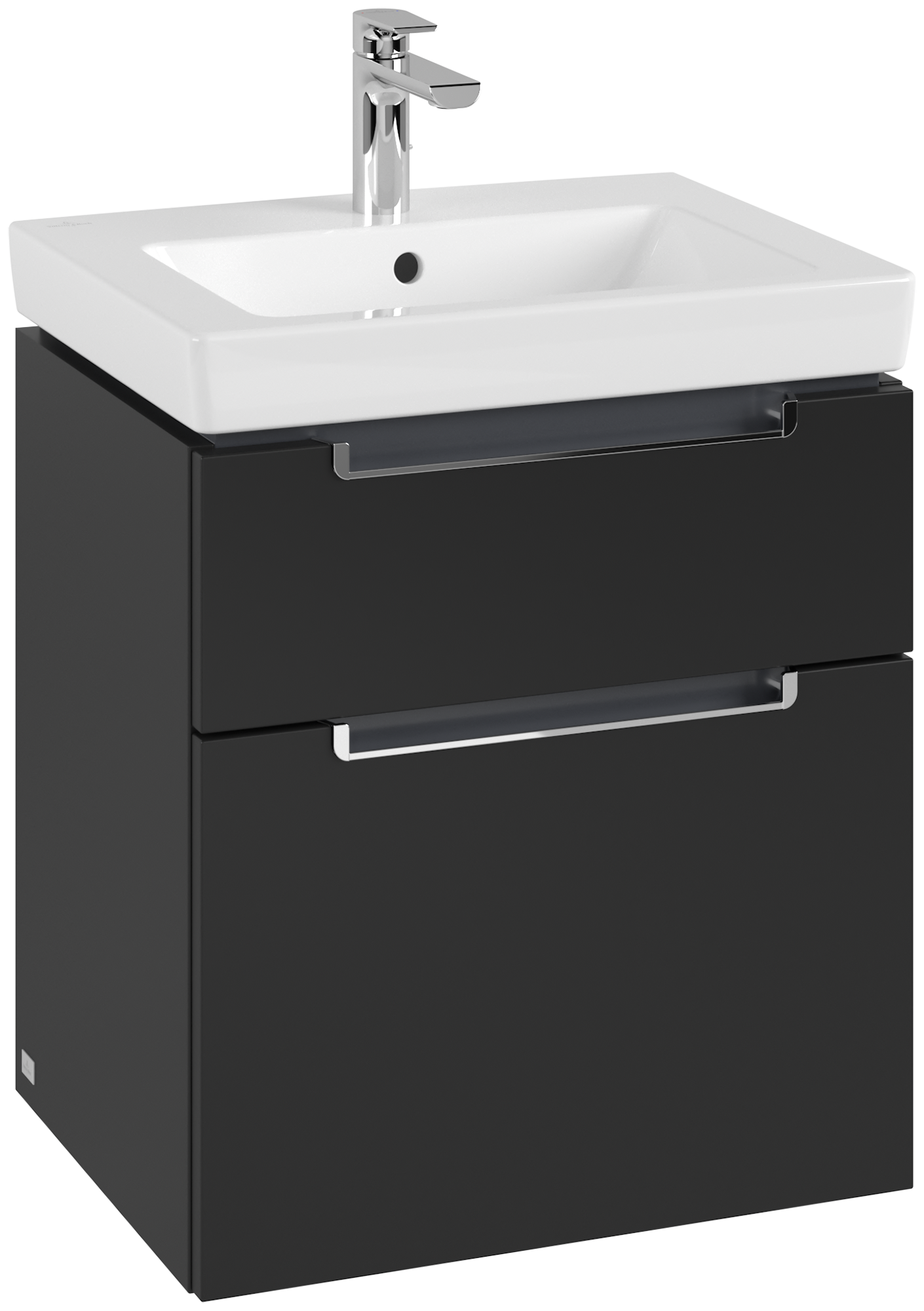 Villeroy & Boch Subway 2.0 Waschbeckenunterschrank, 2 Auszüge, 537x590x423mm, Korpus: Volcano Black, Front: Volcano Black