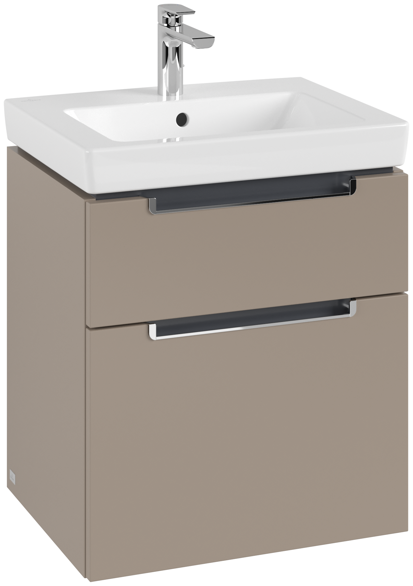 Villeroy & Boch Subway 2.0 Waschbeckenunterschrank, 2 Auszüge, 537x590x423mm, Korpus: Taupe, Front: Taupe