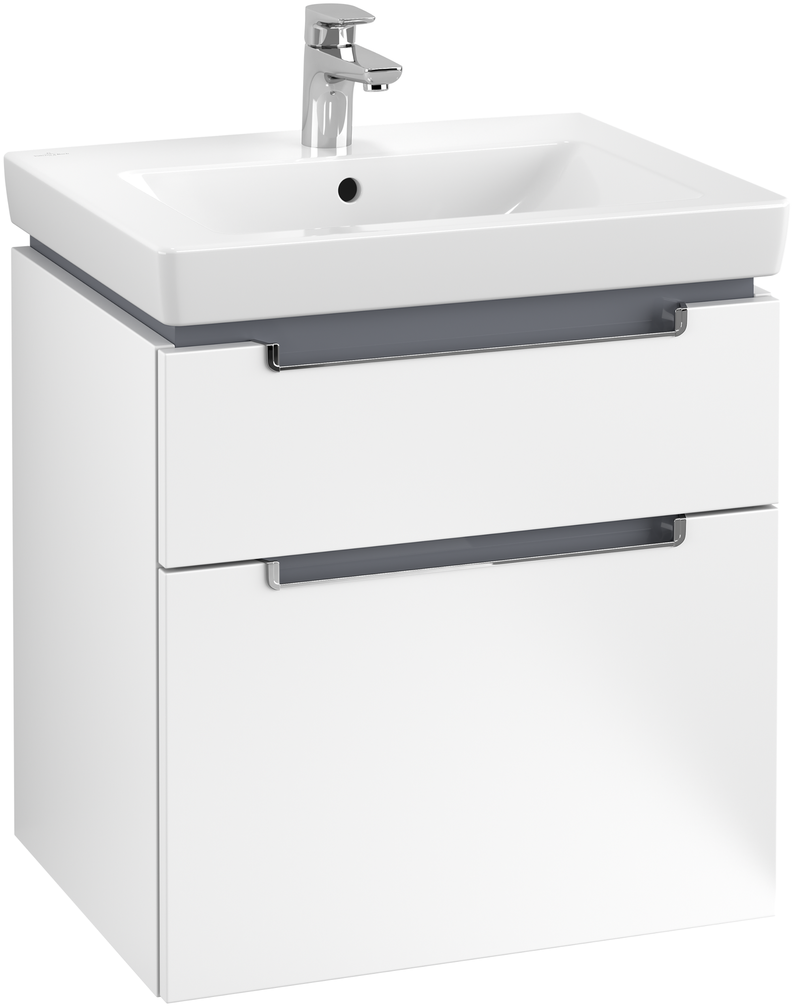 Villeroy & Boch Subway 2.0 Waschbeckenunterschrank, 2 Auszüge, 587x590x454mm, Korpus: White Matt, Front: White Matt