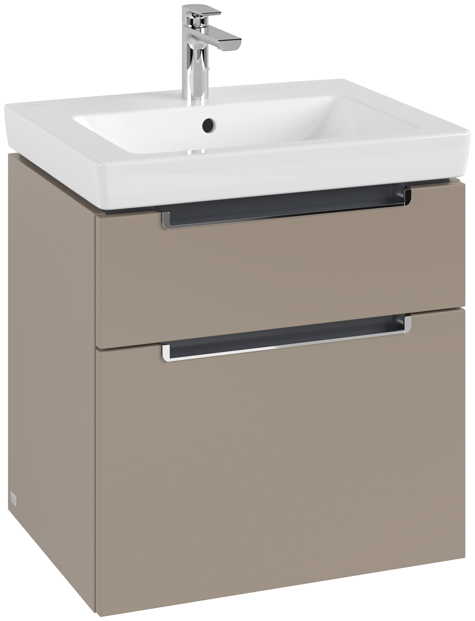 Villeroy & Boch Subway 2.0 Waschbeckenunterschrank, 2 Auszüge, 587x590x454mm, Korpus: Taupe, Front: Taupe