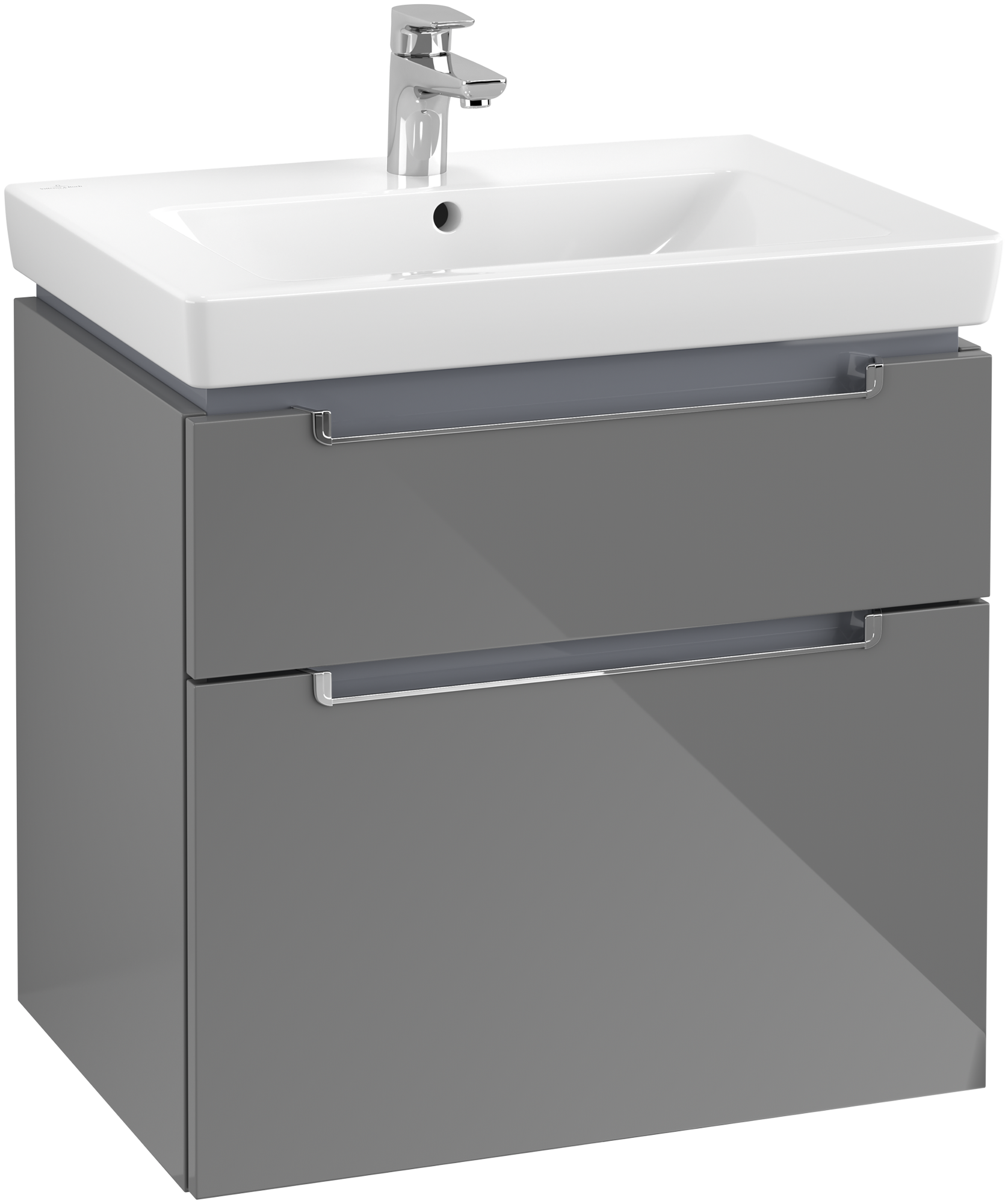 Villeroy & Boch Subway 2.0 Skab, 2 udtræk, 637x590x454mm, Korpus: Glossy Grey, Front: Glossy Grey