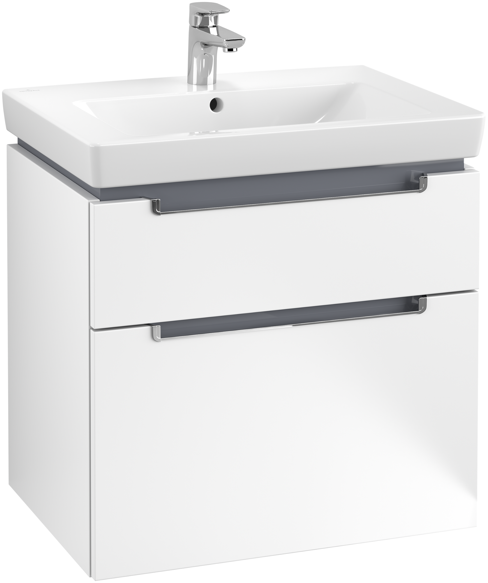 Villeroy & Boch Subway 2.0 Waschbeckenunterschrank, 2 Auszüge, 637x590x454mm, Korpus: White Matt, Front: White Matt
