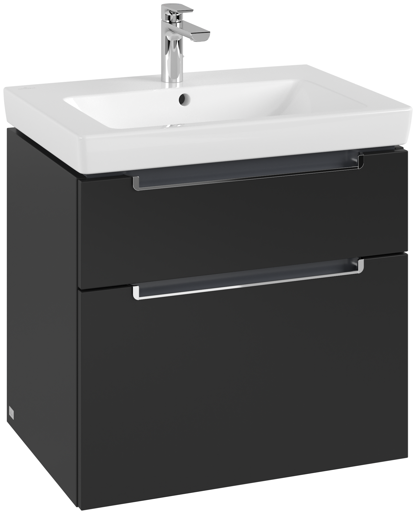 Villeroy & Boch Subway 2.0 Waschbeckenunterschrank, 2 Auszüge, 637x590x454mm, Korpus: Volcano Black, Front: Volcano Black