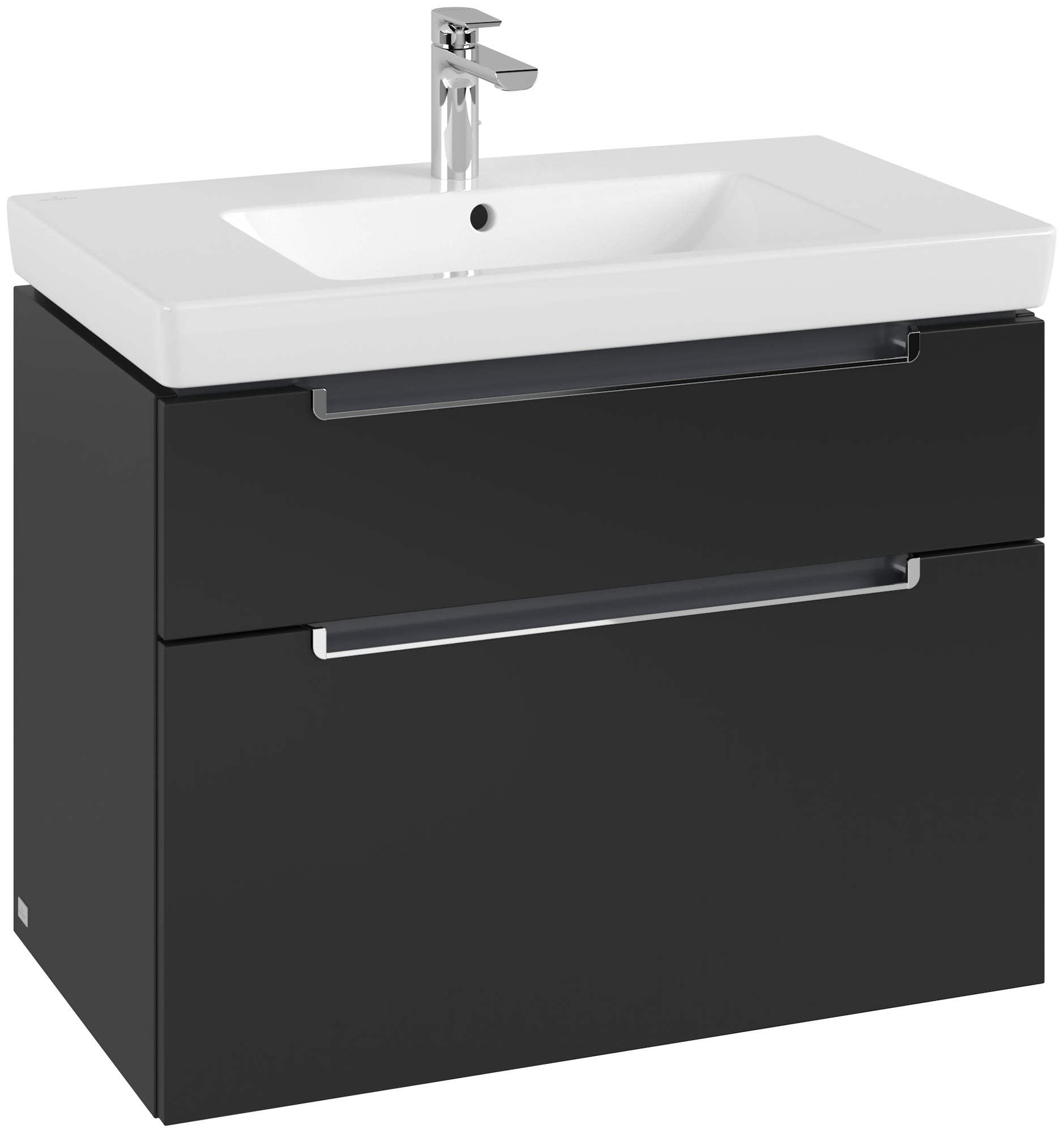 Villeroy & Boch Subway 2.0 Waschbeckenunterschrank, 2 Auszüge, 787x590x449mm, Korpus: Volcano Black, Front: Volcano Black