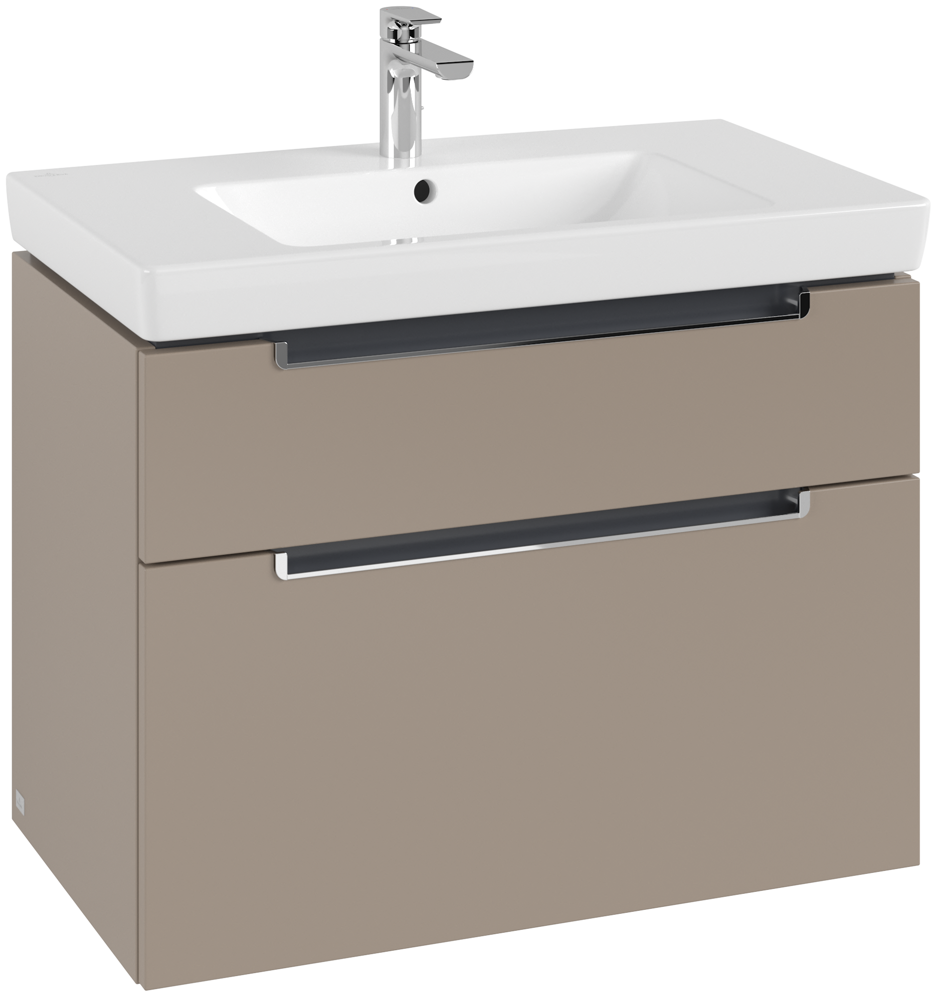 Villeroy & Boch Subway 2.0 Waschbeckenunterschrank, 2 Auszüge, 787x590x449mm, Korpus: Taupe, Front: Taupe
