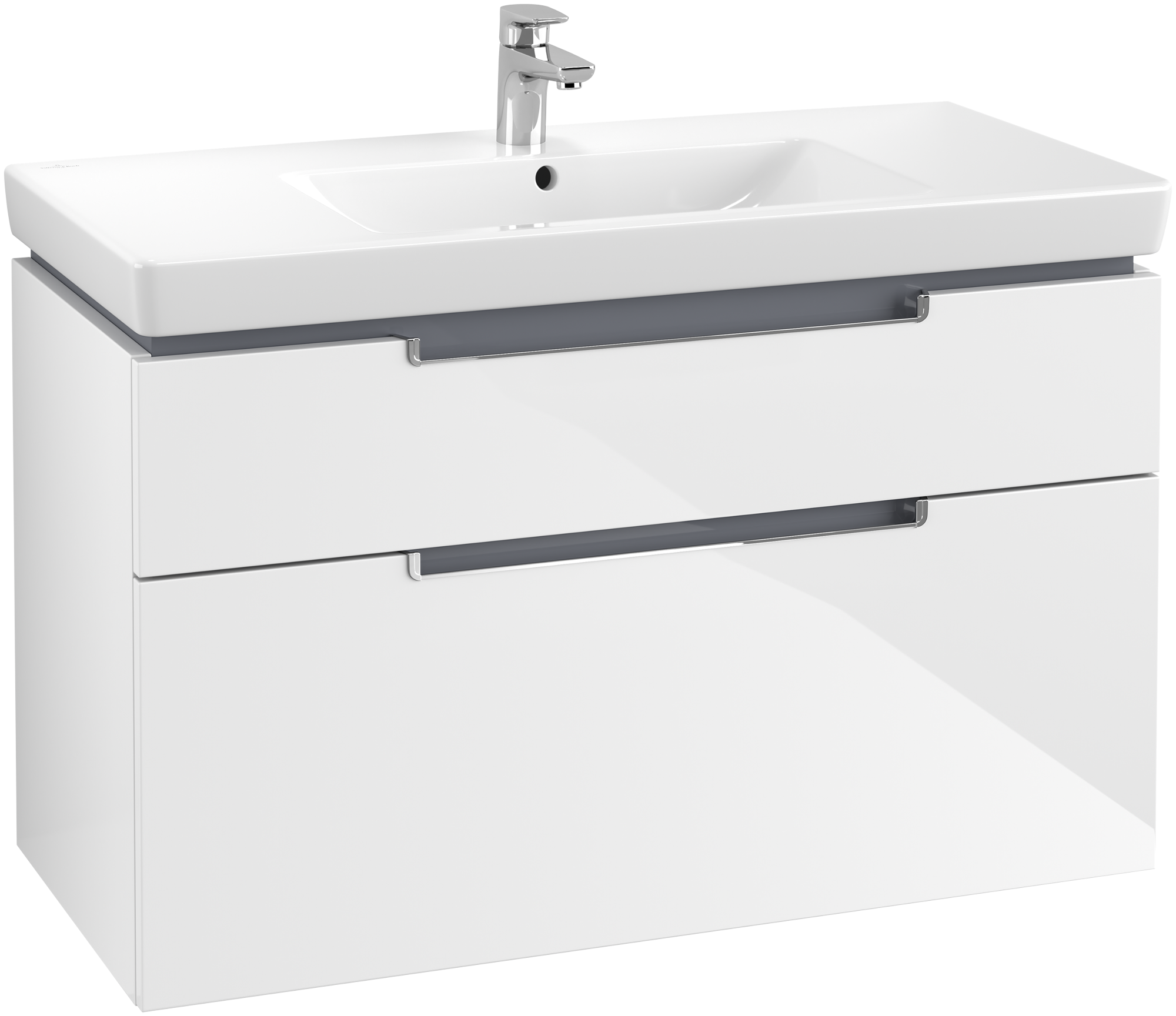 Villeroy & Boch Subway 2.0 Waschbeckenunterschrank, 4 Auszüge, 987x590x449mm, Korpus: Glossy White, Front: Glossy White