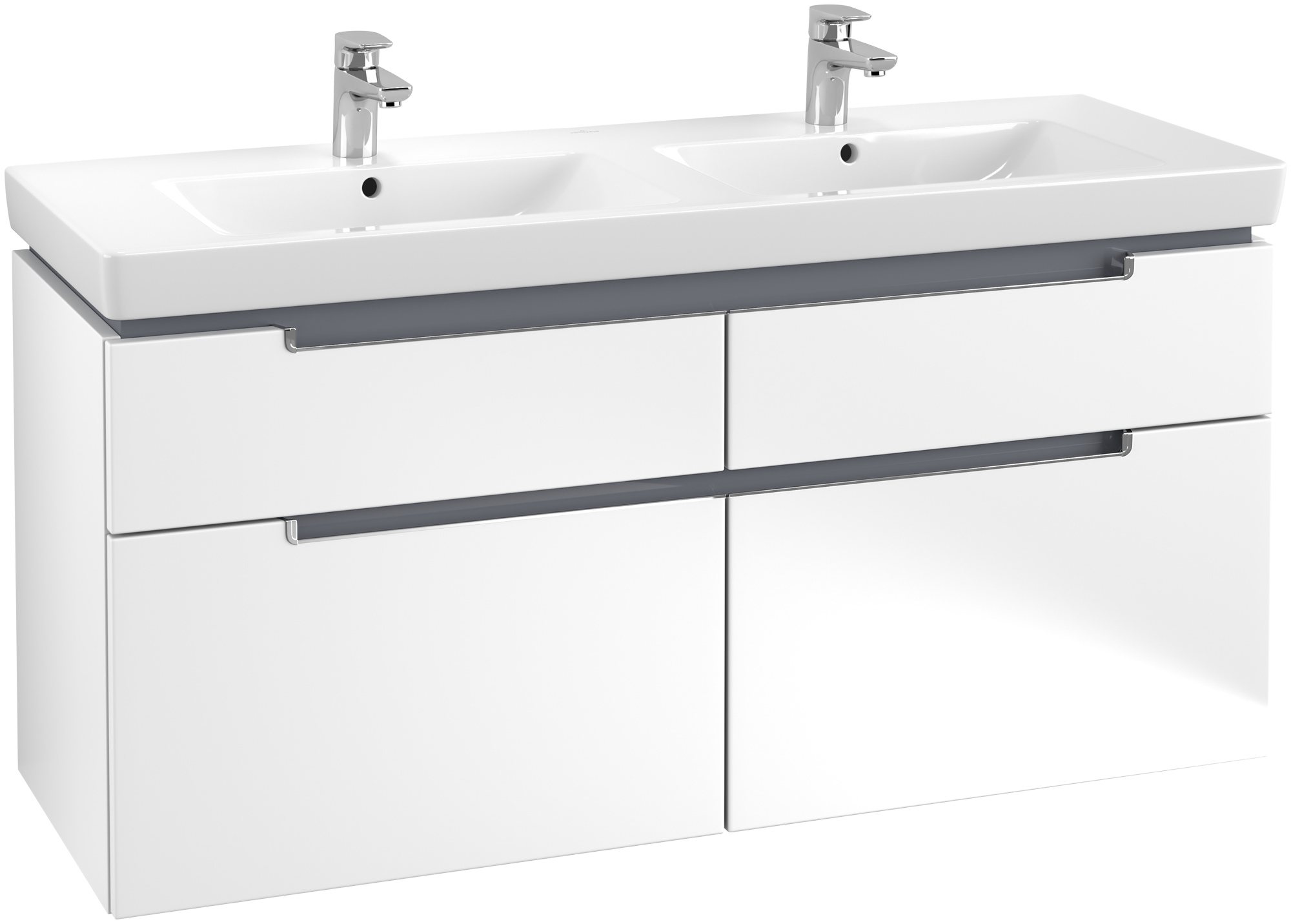 Villeroy & Boch Subway 2.0 Skab, 4 udtræk, 1287x590x449mm, Korpus: White Matt, Front: White Matt