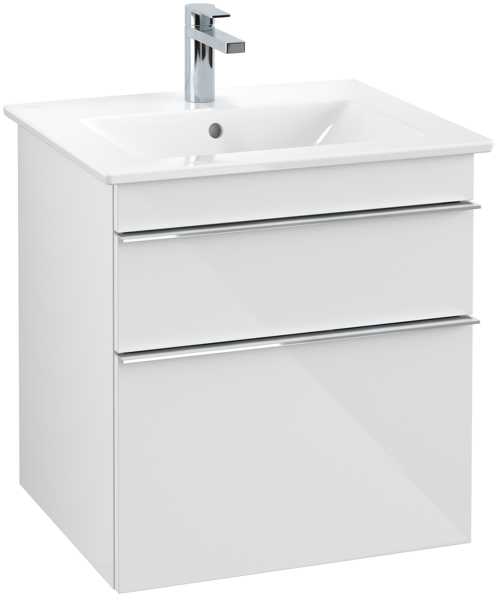 Villeroy & Boch Venticello Waschbeckenunterschrank, 2 Auszüge, 553x590x477mm, Korpus: Glossy White, Front: Glossy White