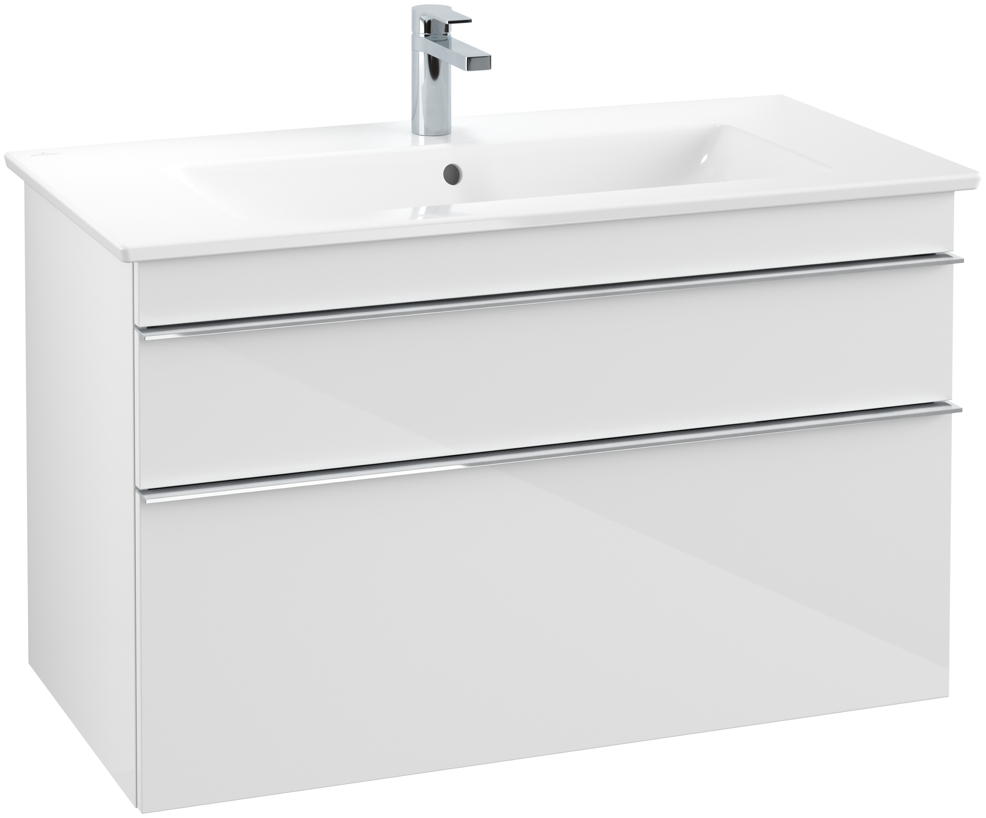 Villeroy & Boch Venticello Vanity unit, 2 pull-out compartments, 953x590x502mm, Body: Glossy White, Front: Glossy White