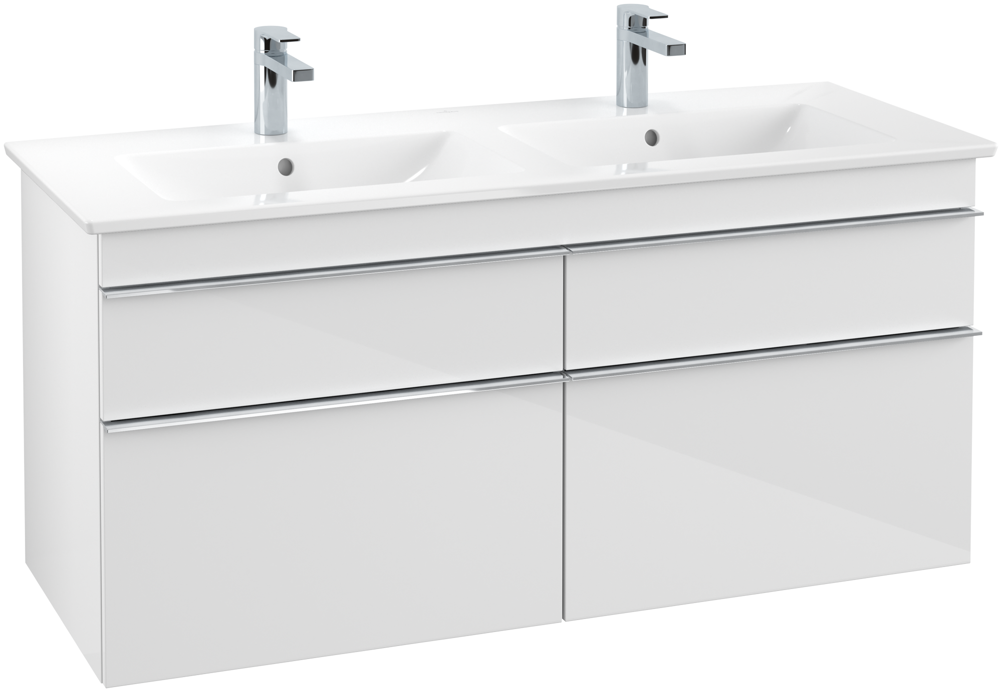 Villeroy & Boch Venticello Vanity unit, 4 pull-out compartments, 1253x590x477mm, Body: Glossy White, Front: Glossy White