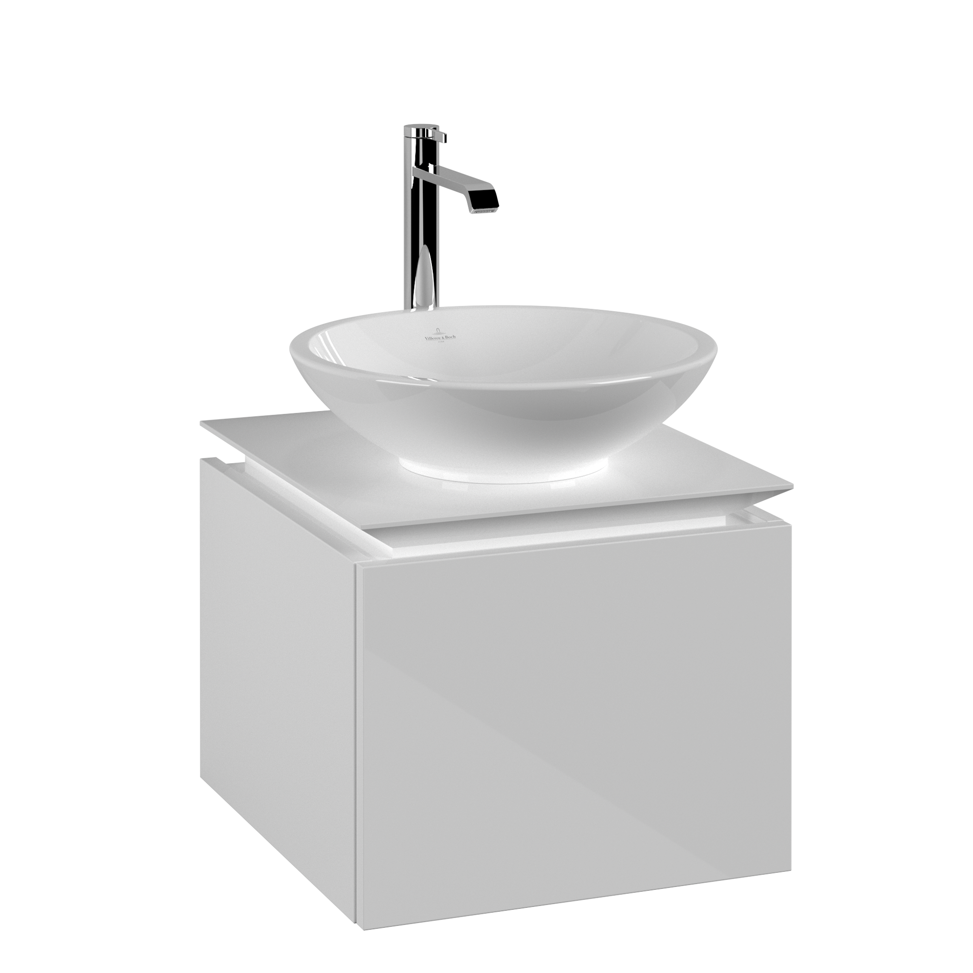 Villeroy & Boch Legato Szafka podumywalkowa, 1 element wysuwany, 450x380x500mm, Korpus: Glossy White, Front: Glossy White