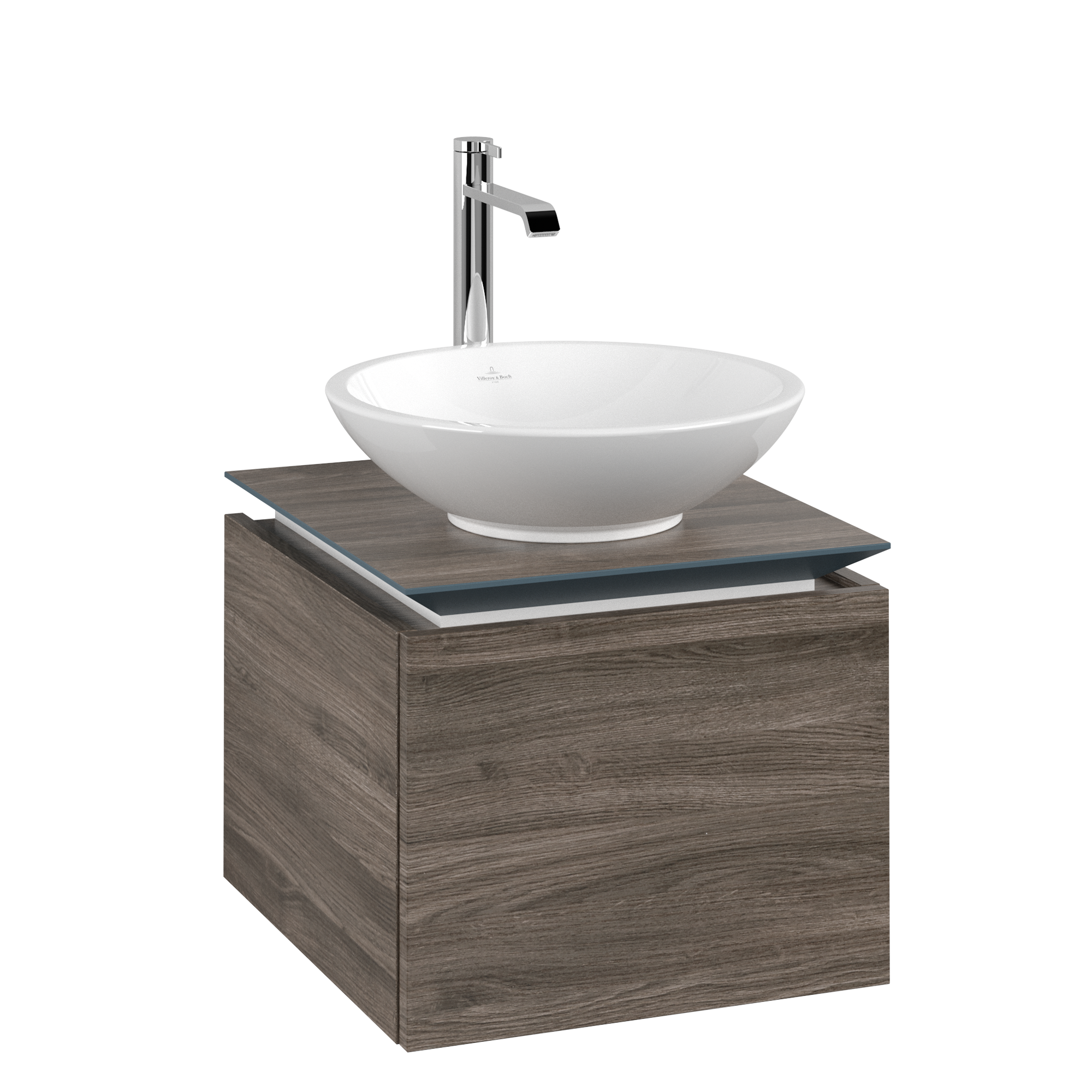 Villeroy & Boch Legato Meuble sous plan, 1 tiroir sur rails, 450x380x500mm, Caisson: Stone Oak, Façade: Stone Oak