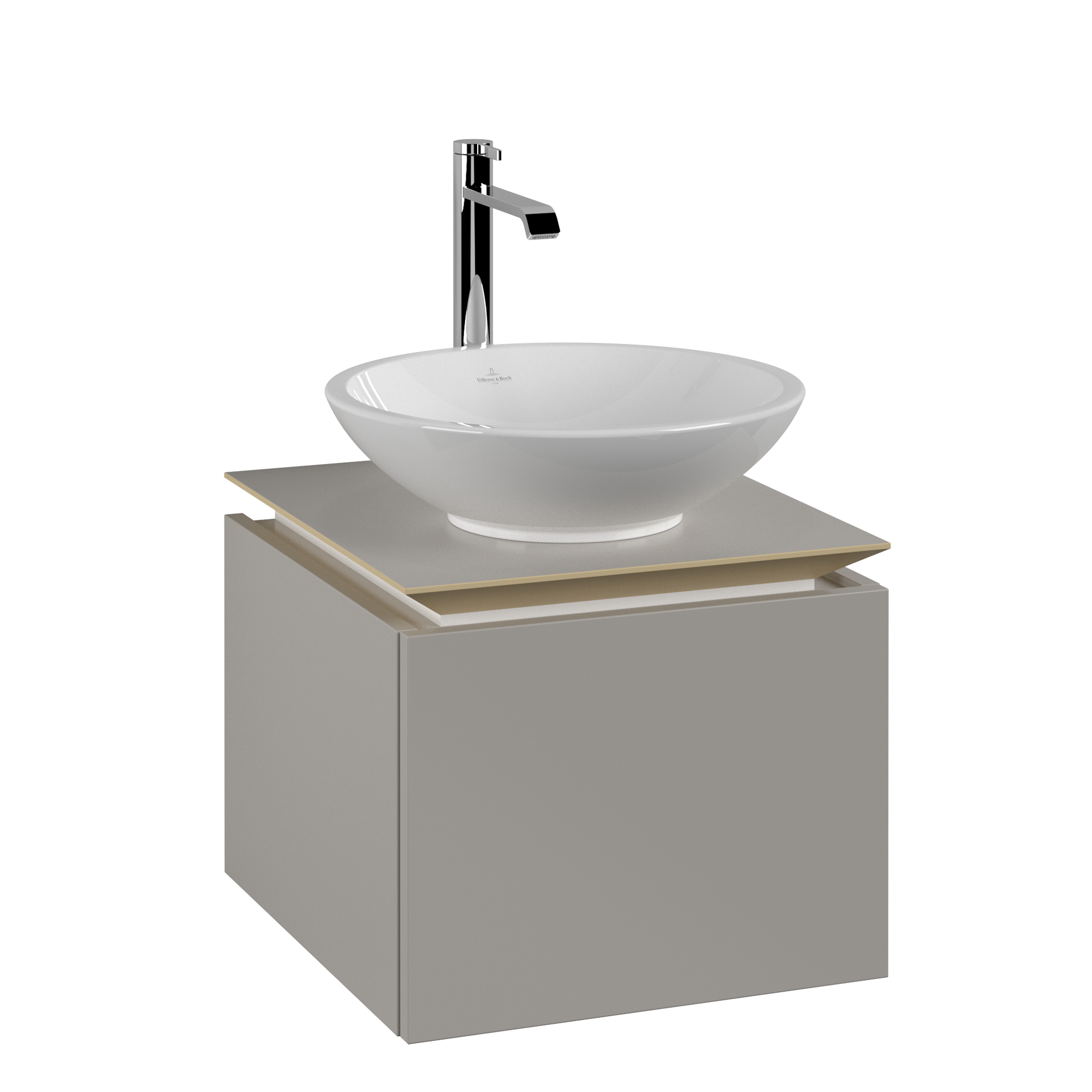 Villeroy & Boch Legato Meuble sous plan, 1 tiroir sur rails, 450x380x500mm, Caisson: Soft Grey, Façade: Soft Grey