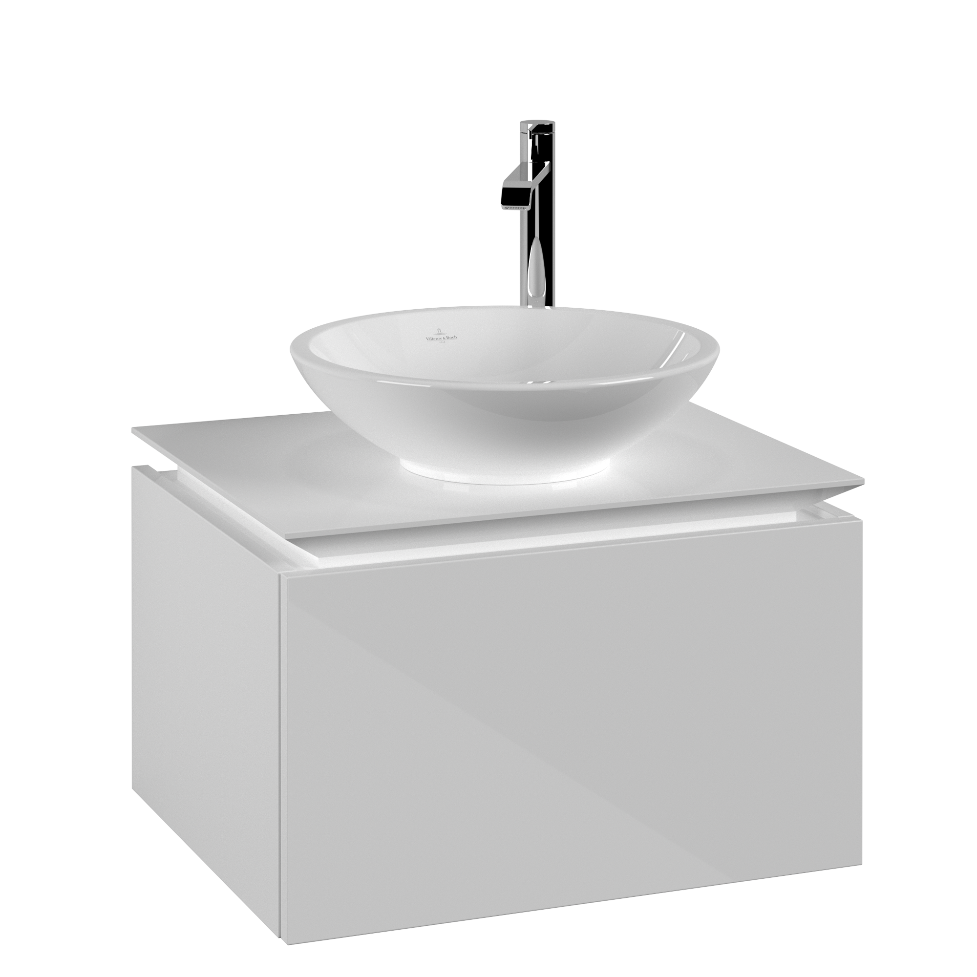 Villeroy & Boch Legato Szafka podumywalkowa, 1 element wysuwany, 600x380x500mm, Korpus: Glossy White, Front: Glossy White