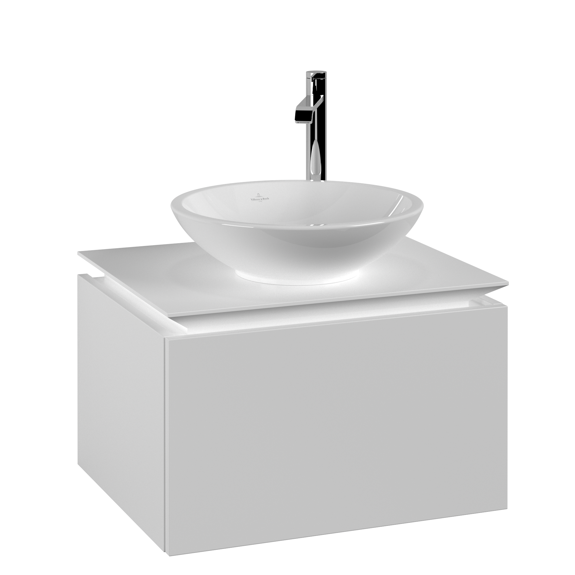 Villeroy & Boch Legato Meuble sous plan, 1 tiroir sur rails, 600x380x500mm, Caisson: White Matt, Façade: White Matt