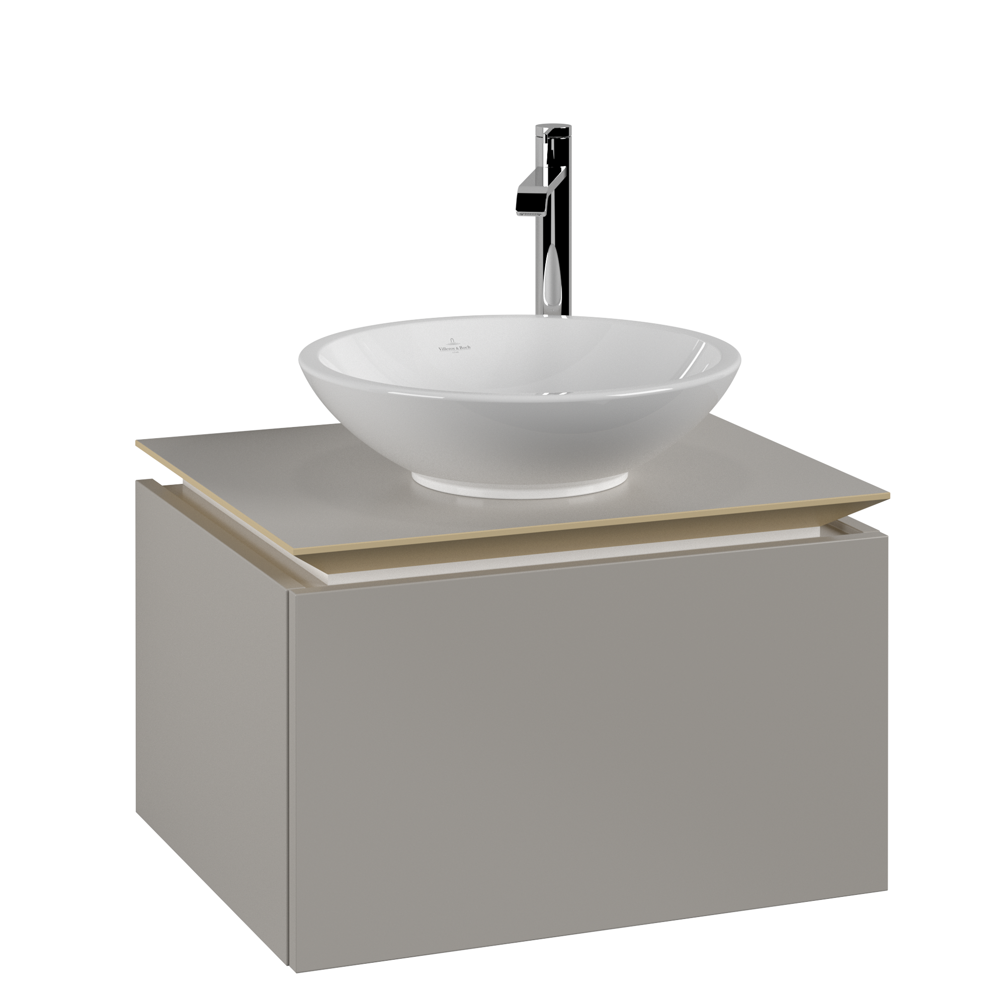 Villeroy & Boch Legato Wastafelonderkast, 1 uittreklade, 600x380x500mm, Corpus: Soft Grey, Front: Soft Grey