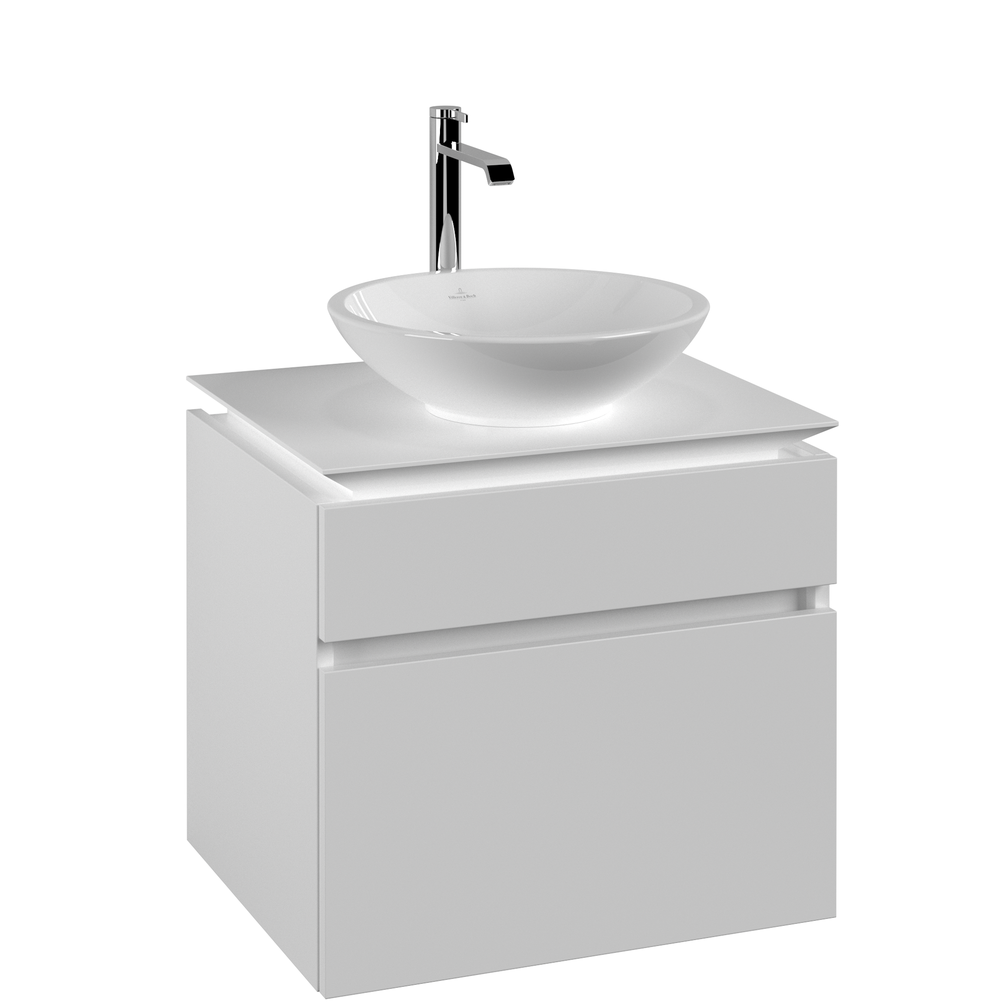 Villeroy & Boch Legato Wastafelonderkast, 2 uittrekladen, 600x550x500mm, Corpus: White Matt, Front: White Matt