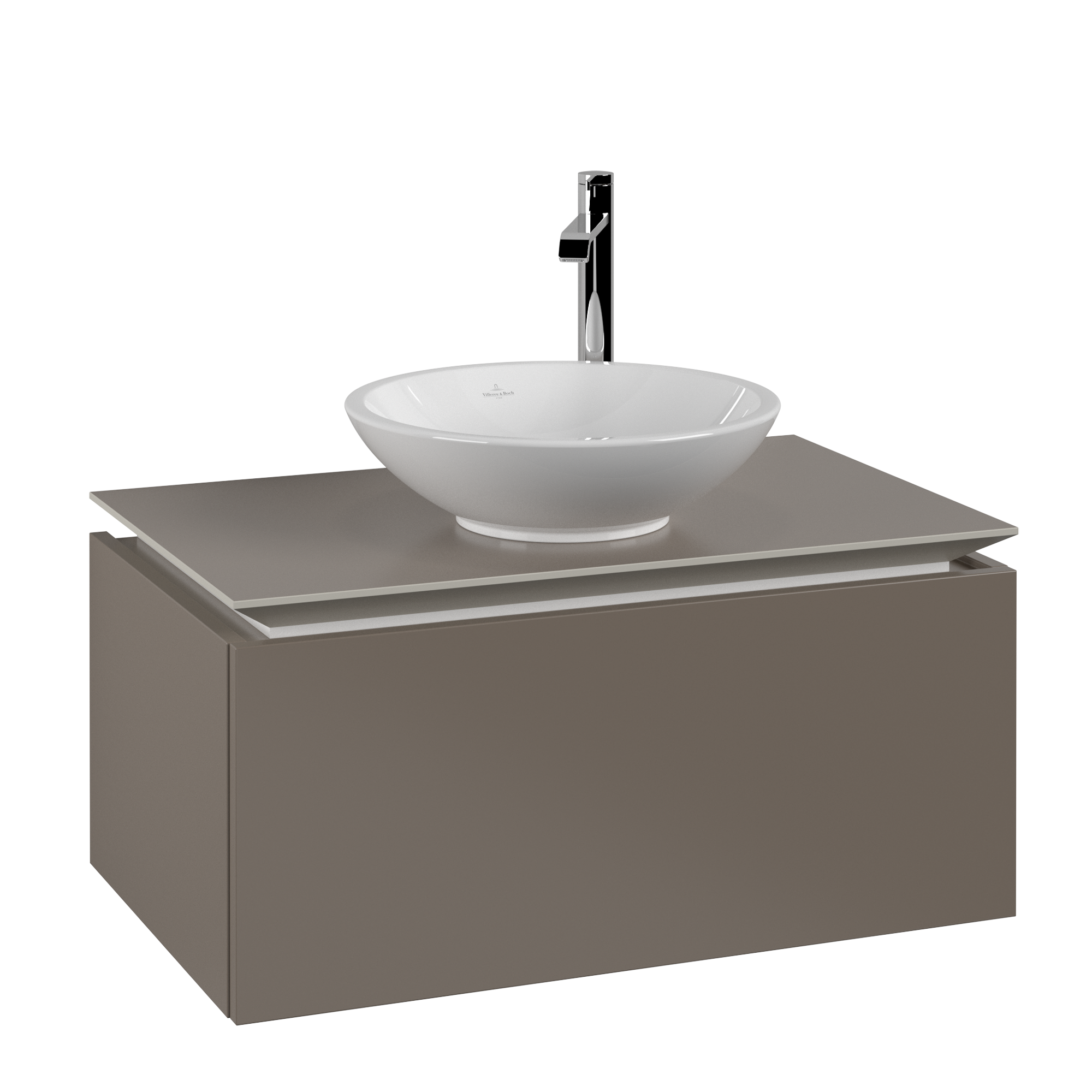 Villeroy & Boch Legato Vanity unit, 1 pull-out compartment, 800x380x500mm, Body: Truffle Grey, Front: Truffle Grey